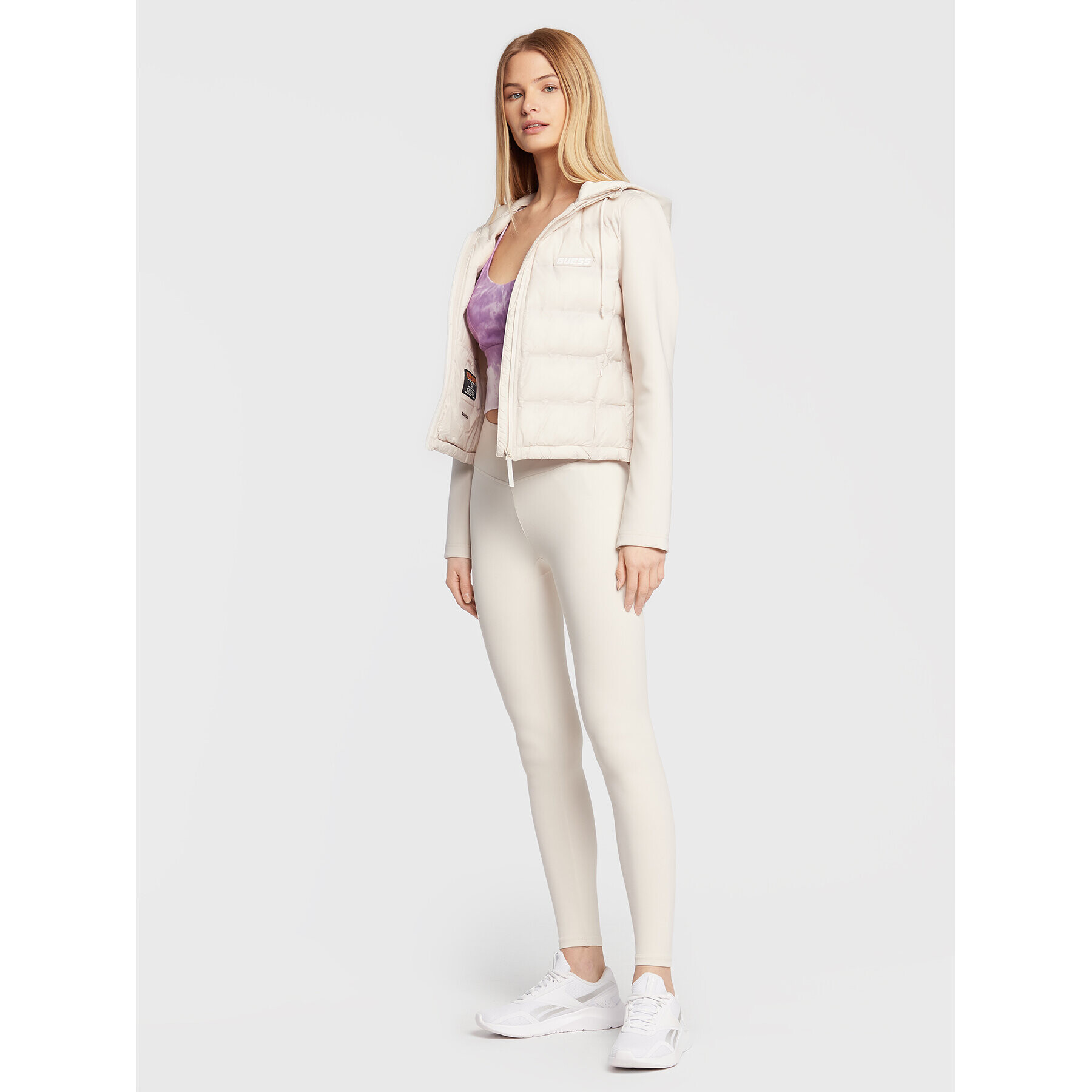 Guess Пухено яке V2BL02 WEXC0 Екрю Regular Fit - Pepit.bg