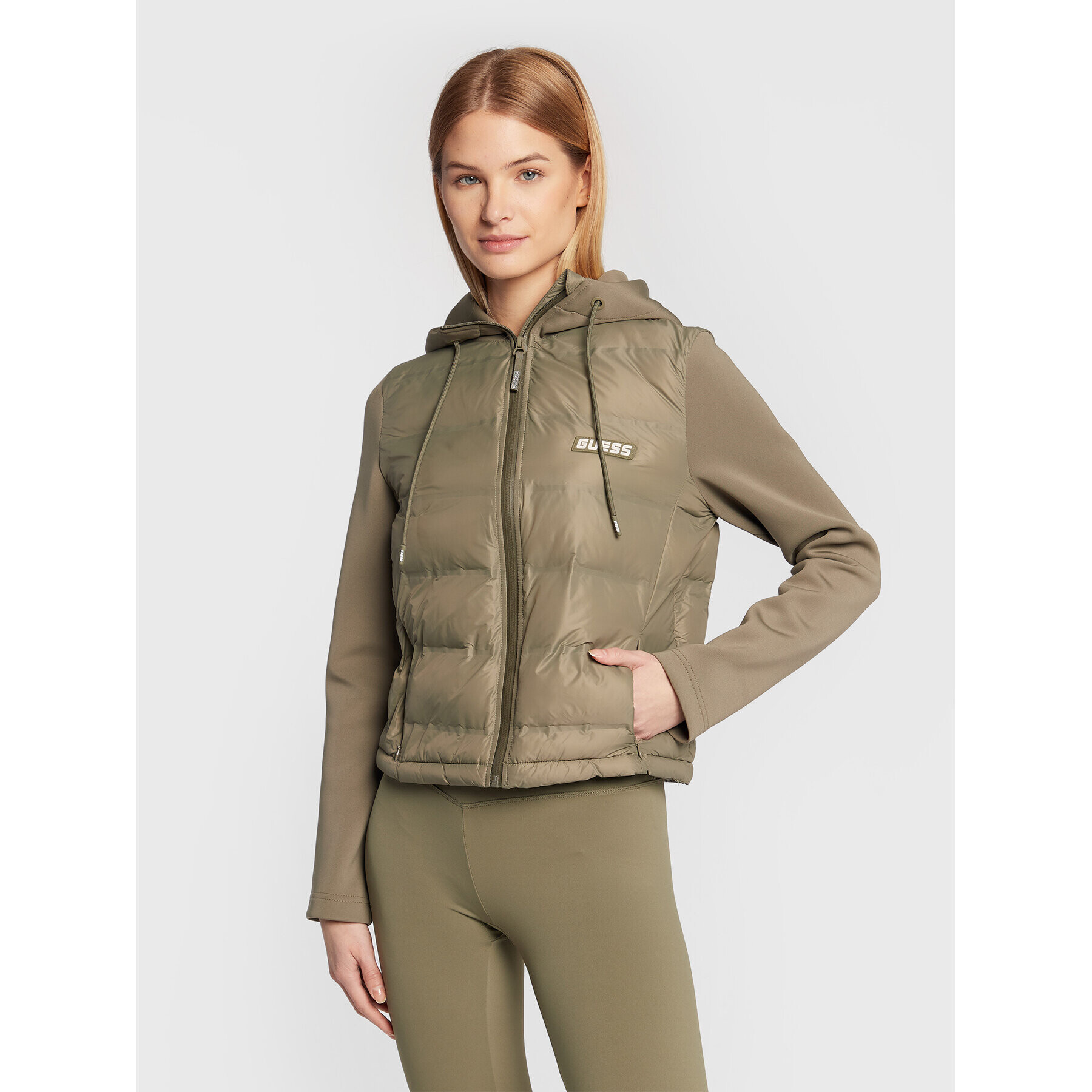 Guess Пухено яке V2BL02 WEXC0 Зелен Regular Fit - Pepit.bg