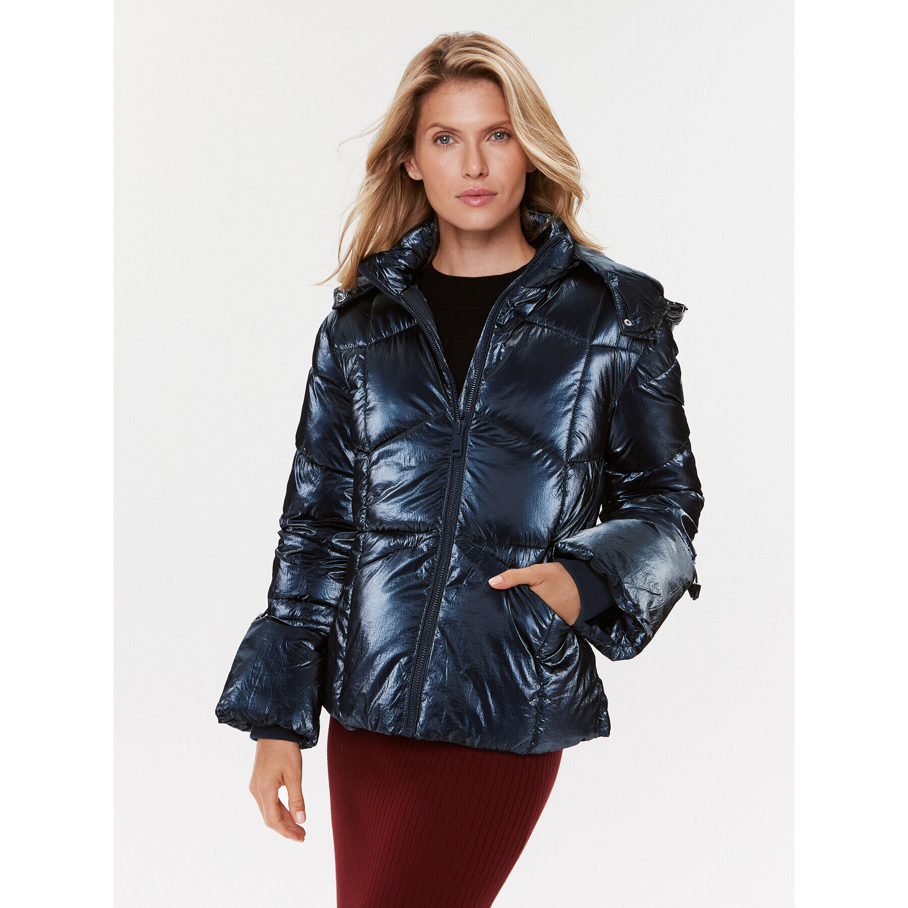 Guess Пухено яке W3BL25 WFR90 Тъмносин Regular Fit - Pepit.bg