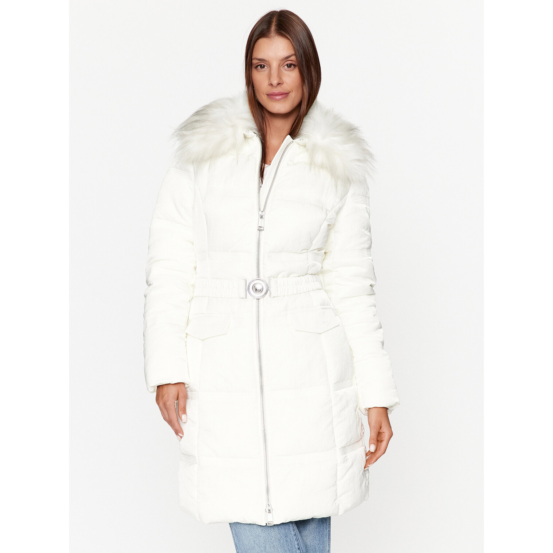 Guess Пухено яке W3BL28 WFQW2 Екрю Regular Fit - Pepit.bg