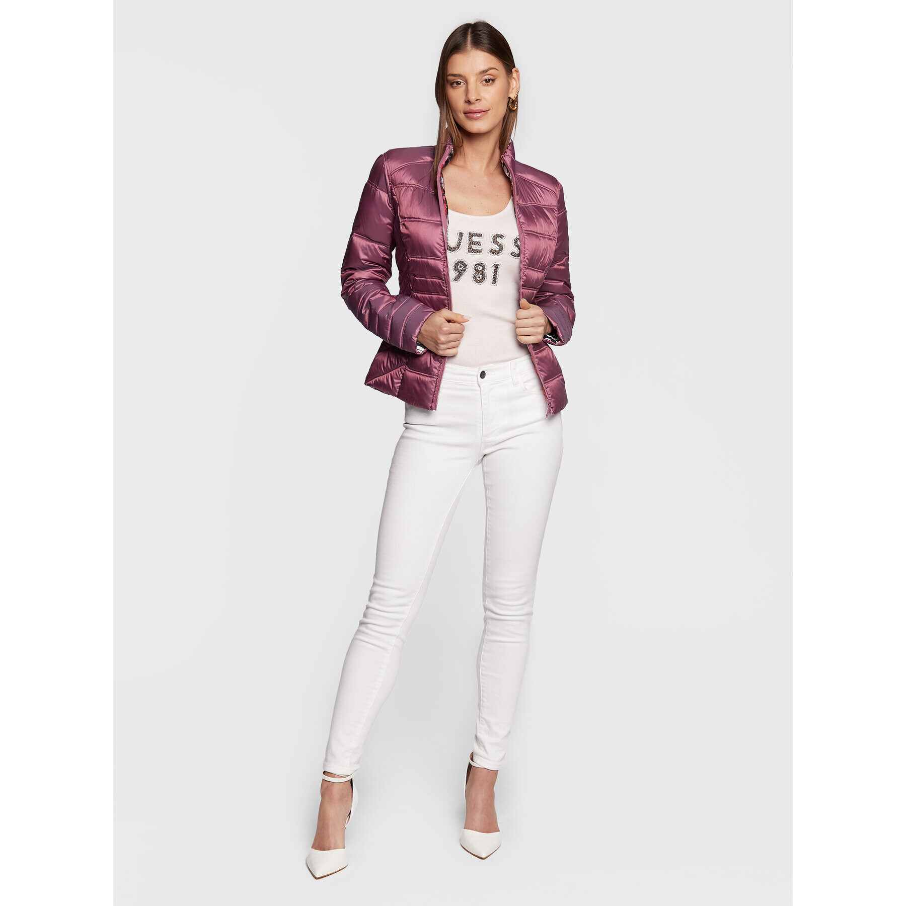 Guess Пухено яке W3RL04 WF5C2 Виолетов Regular Fit - Pepit.bg