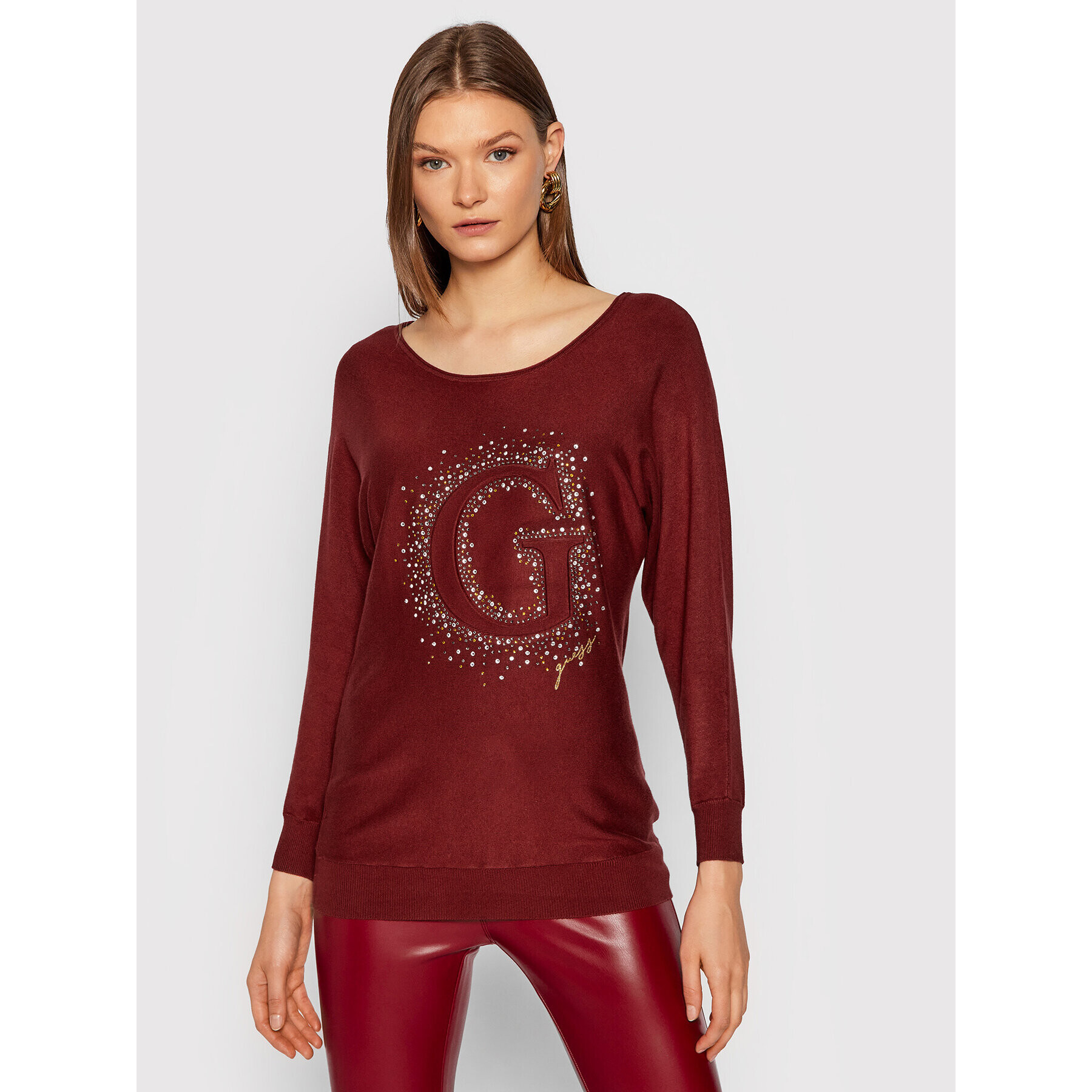 Guess Пуловер Abby W1BR09 Z2NQ0 Бордо Regular Fit - Pepit.bg