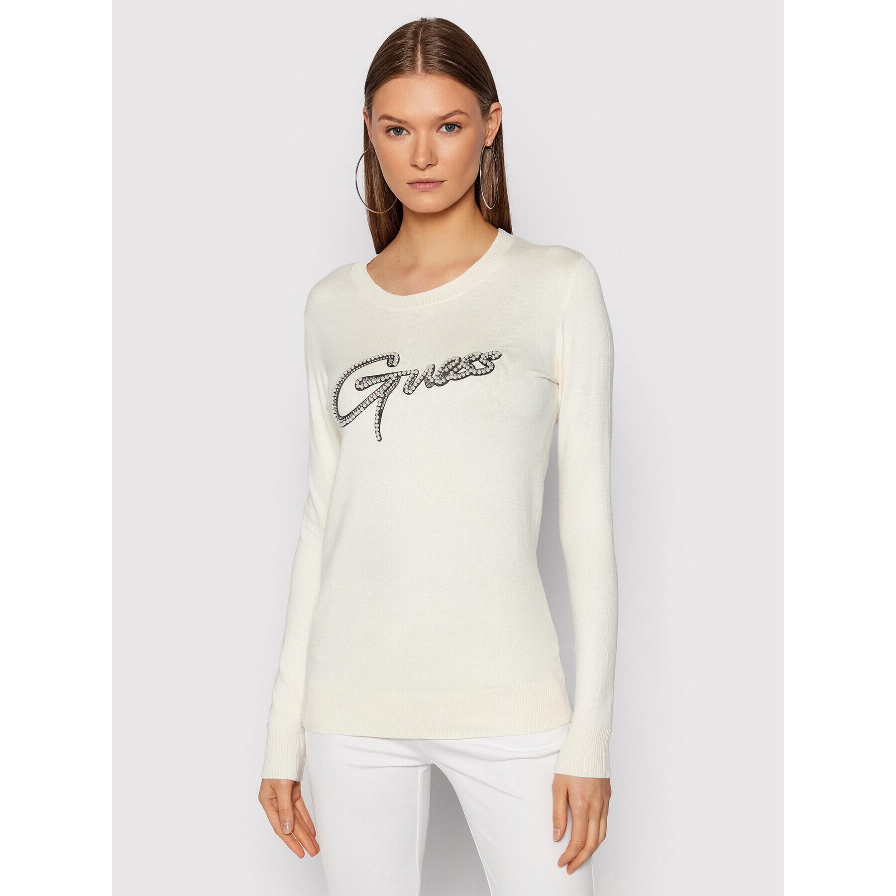 Guess Пуловер Ada W1BR10 Z2NQ0 Бежов Regular Fit - Pepit.bg