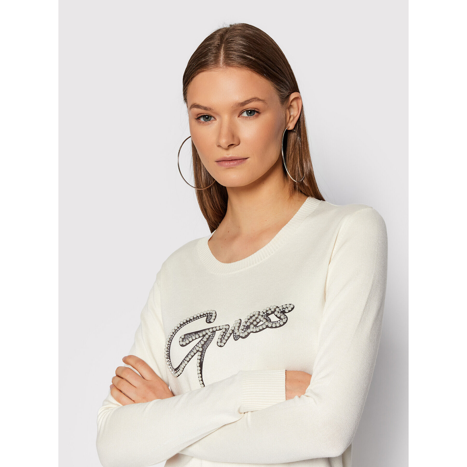 Guess Пуловер Ada W1BR10 Z2NQ0 Бежов Regular Fit - Pepit.bg