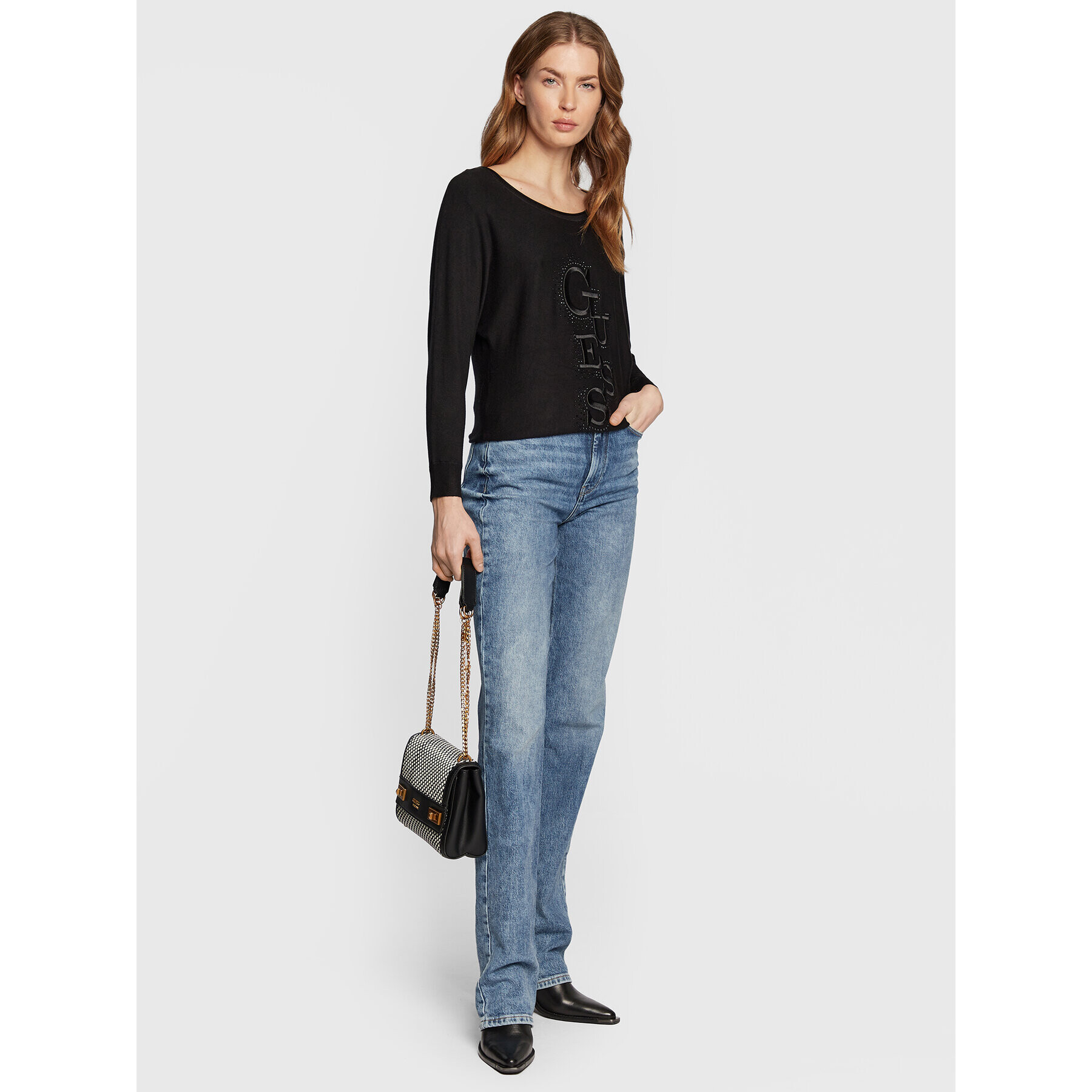 Guess Пуловер Amelie W2BR49 Z2NQ2 Черен Relaxed Fit - Pepit.bg