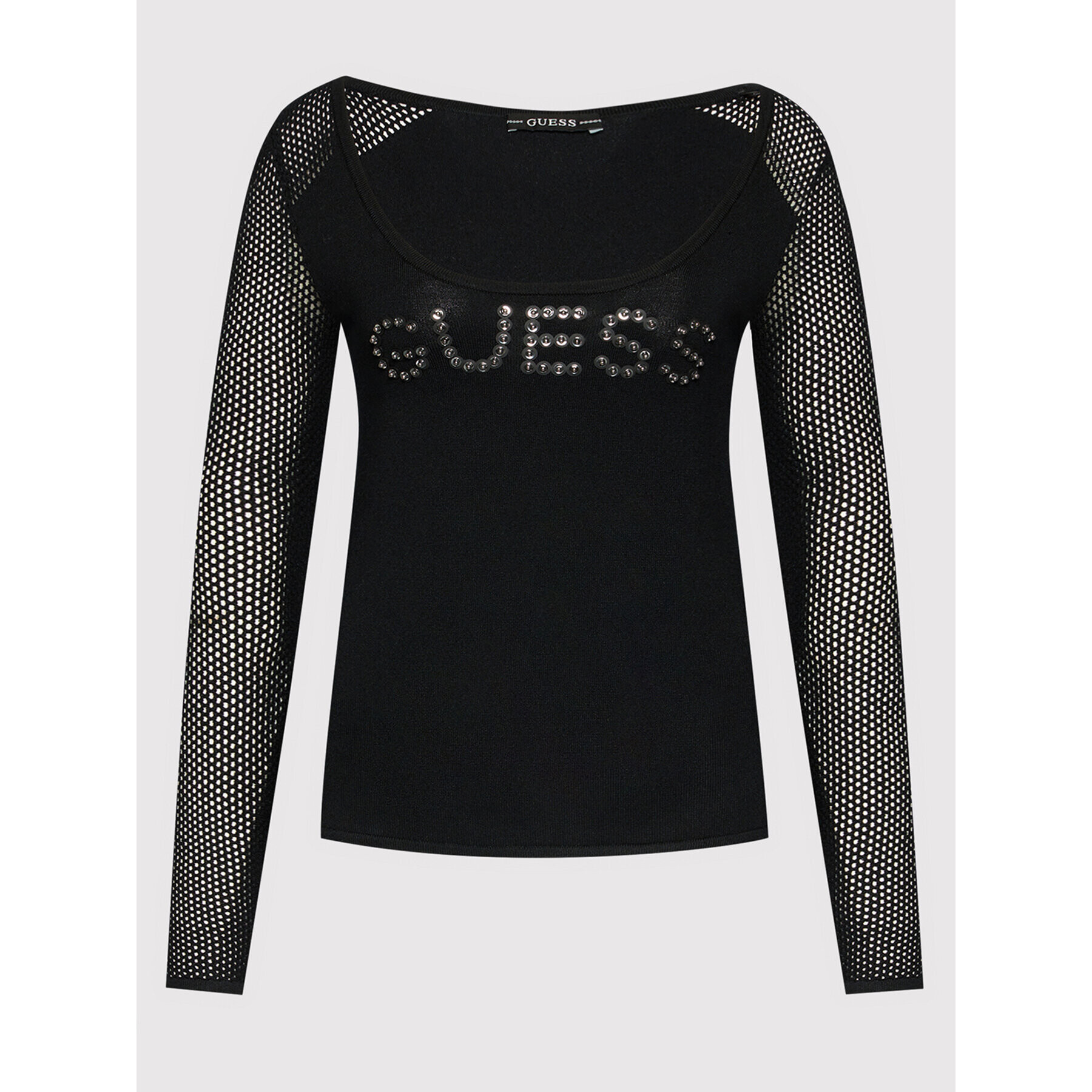 Guess Пуловер Embellished Logo W1BR04 Z1091 Черен Regular Fit - Pepit.bg