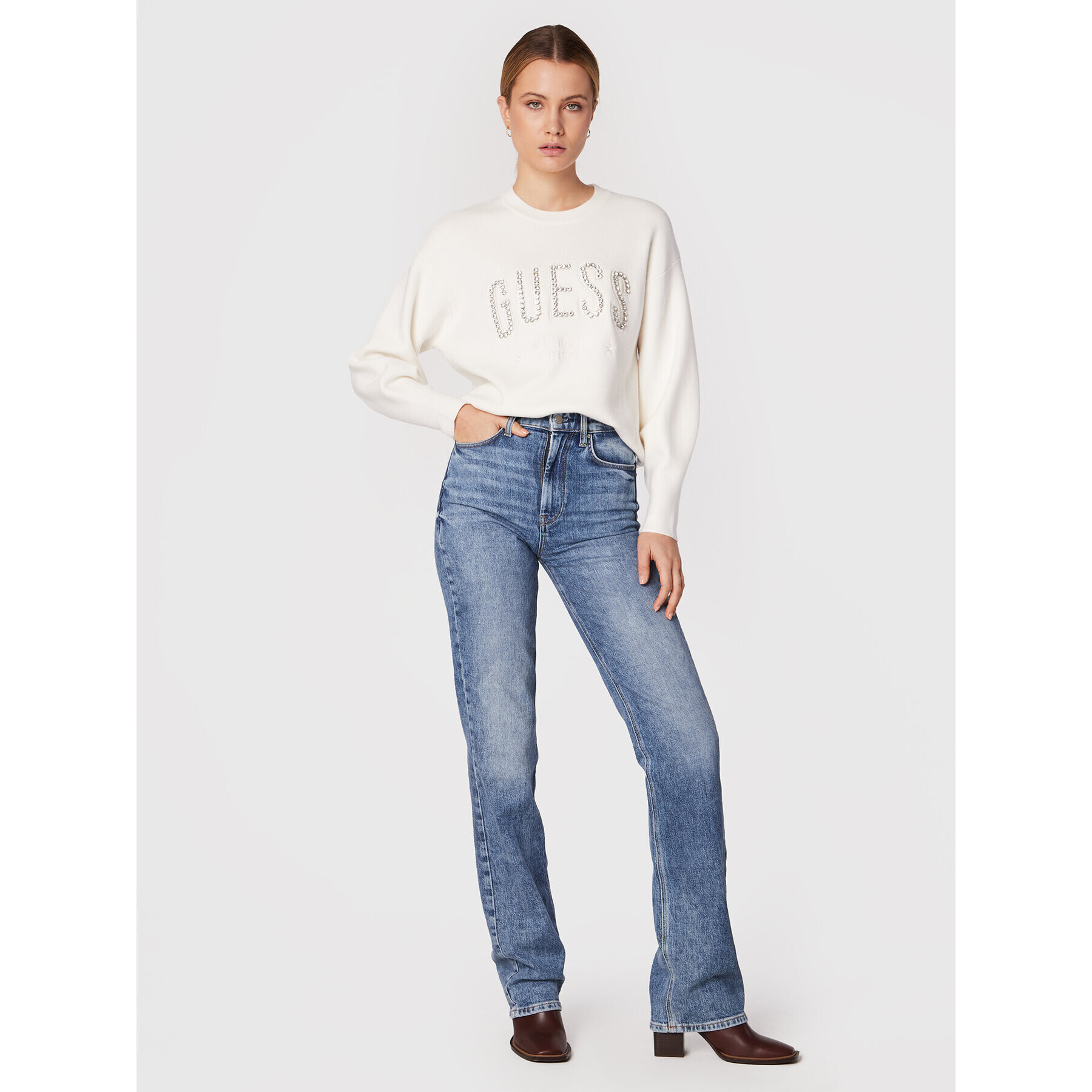 Guess Пуловер Estelle W2BR47 Z26I0 Екрю Regular Fit - Pepit.bg