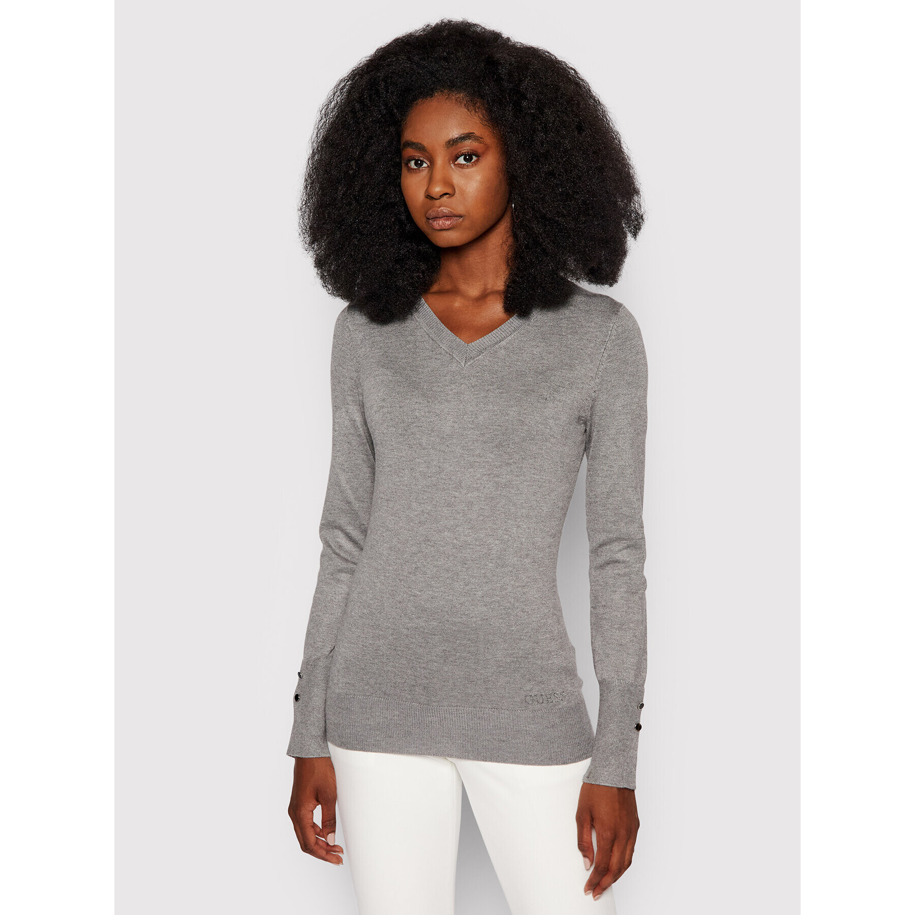 Guess Пуловер Gena W1YR03 Z2V60 Сив Slim Fit - Pepit.bg