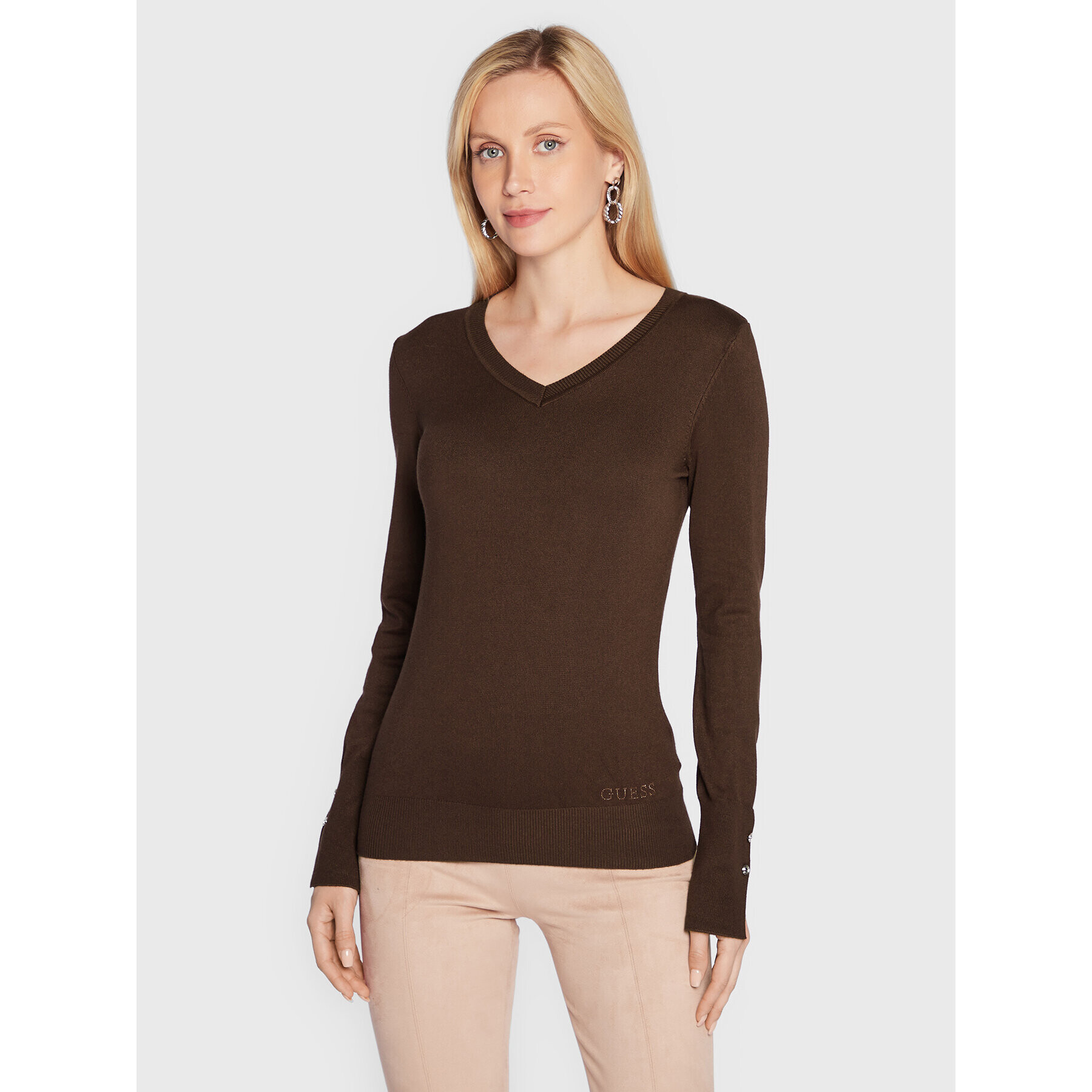 Guess Пуловер Gena W2YR31 Z2V62 Кафяв Regular Fit - Pepit.bg