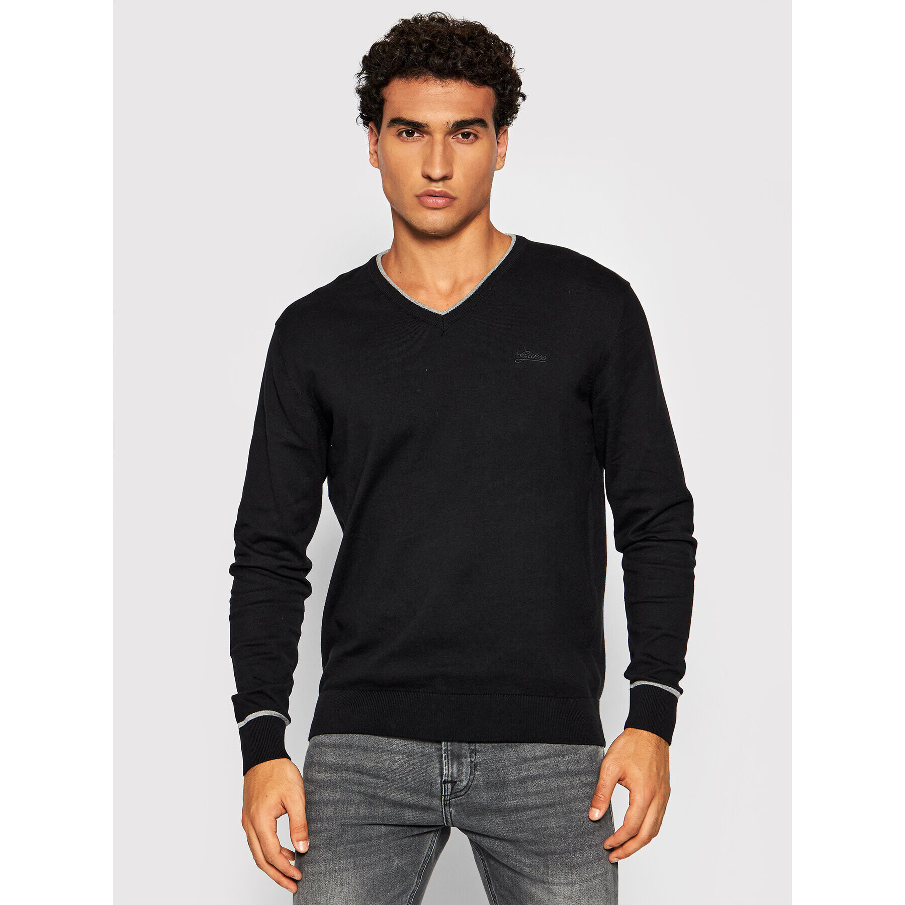 Guess Пуловер Kenny M1YR55 Z2SA0 Черен Slim Fit - Pepit.bg