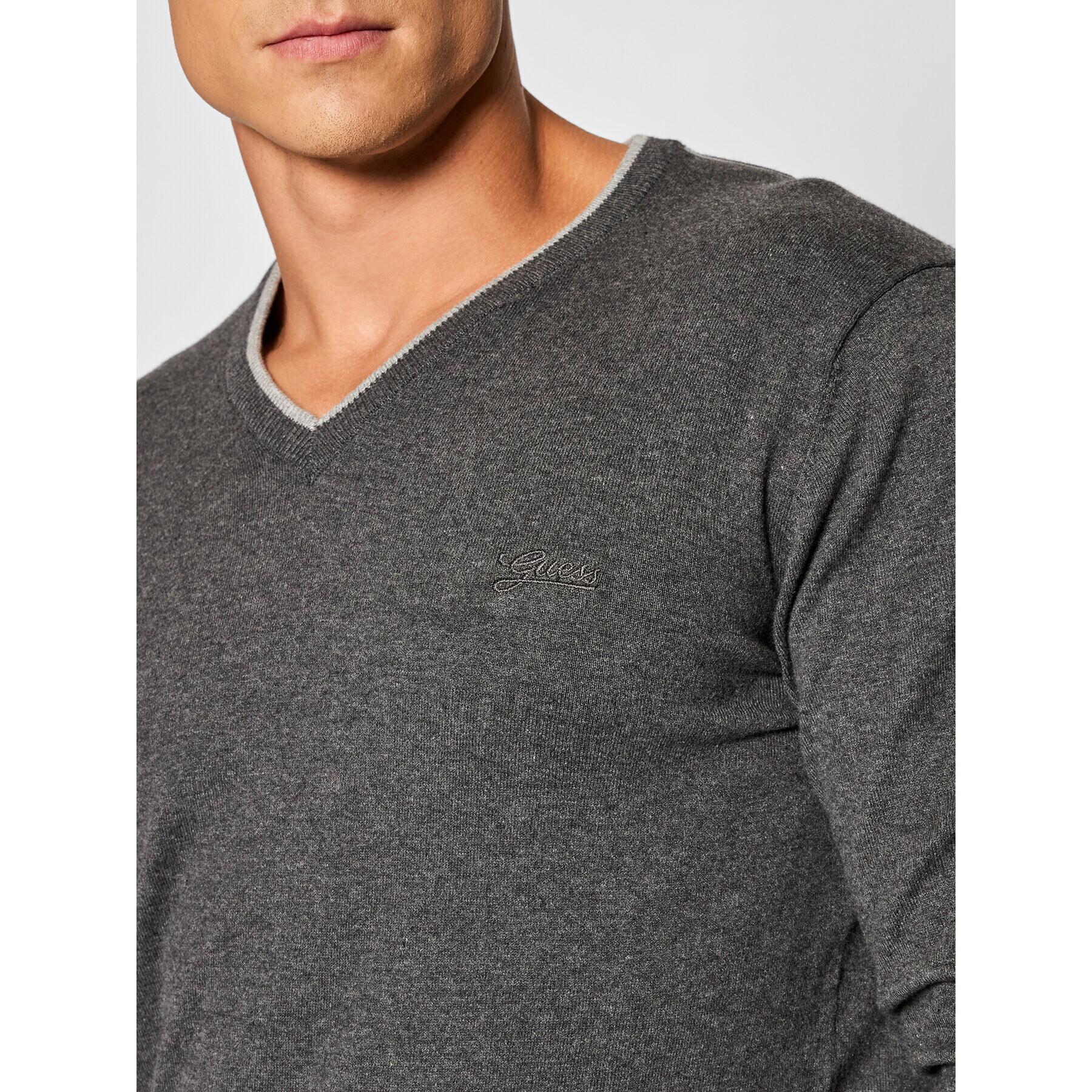 Guess Пуловер Kenny M1YR55 Z2SA0 Сив Slim Fit - Pepit.bg