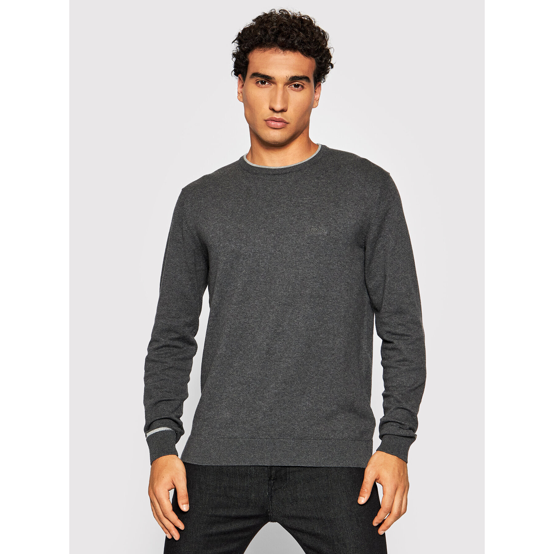 Guess Пуловер Kevin M1YR53 Z2SA0 Сив Slim Fit - Pepit.bg