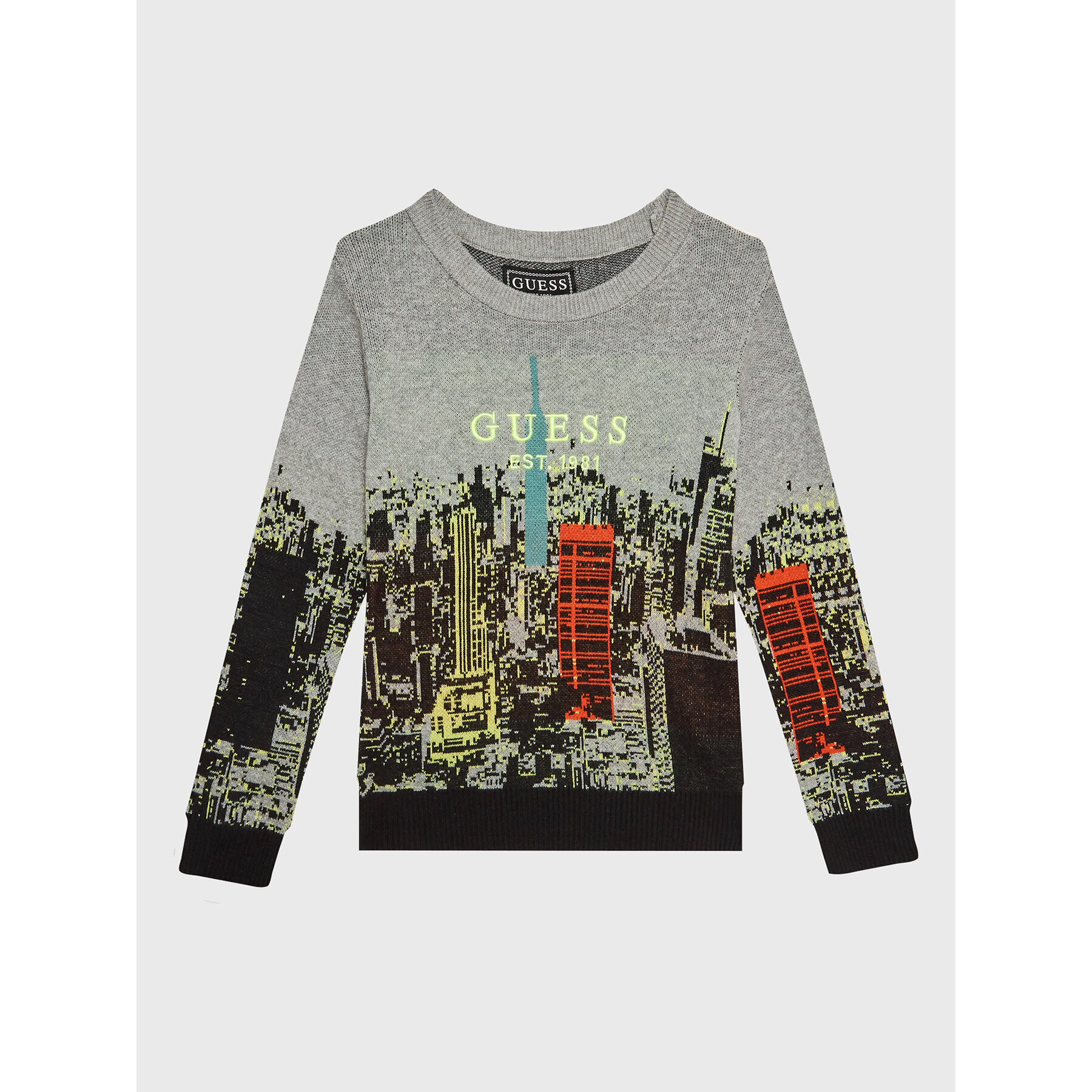 Guess Пуловер L3RR03 Z2NN0 Сив Regular Fit - Pepit.bg