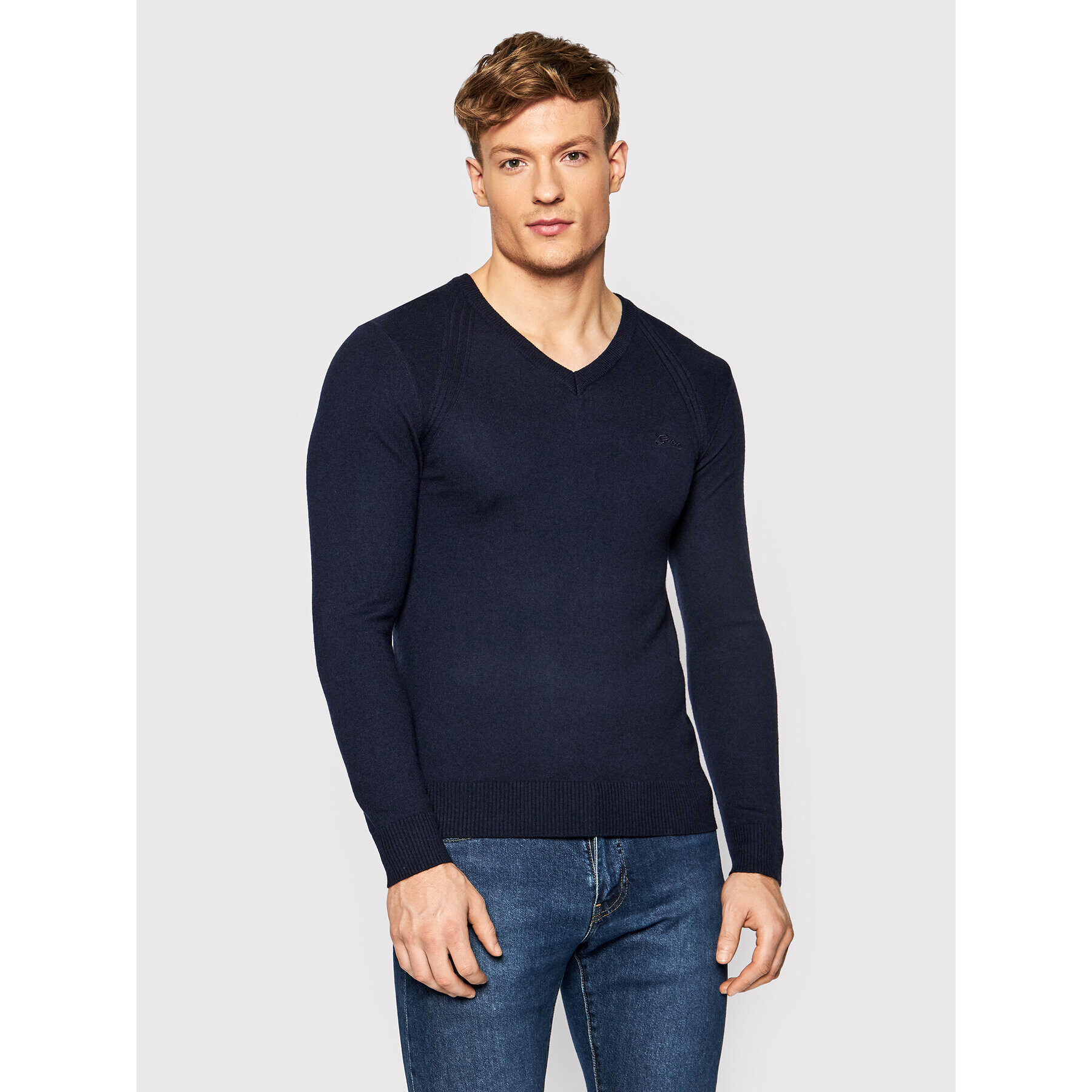 Guess Пуловер M1BR15 Z2VX2 Тъмносин Regular Fit - Pepit.bg