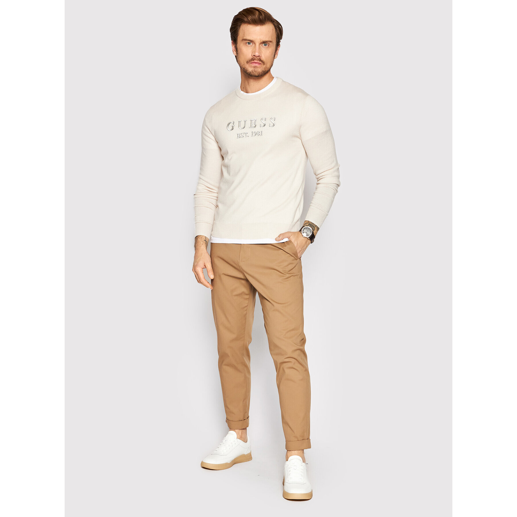 Guess Пуловер M2YR02 Z3052 Бежов Regular Fit - Pepit.bg