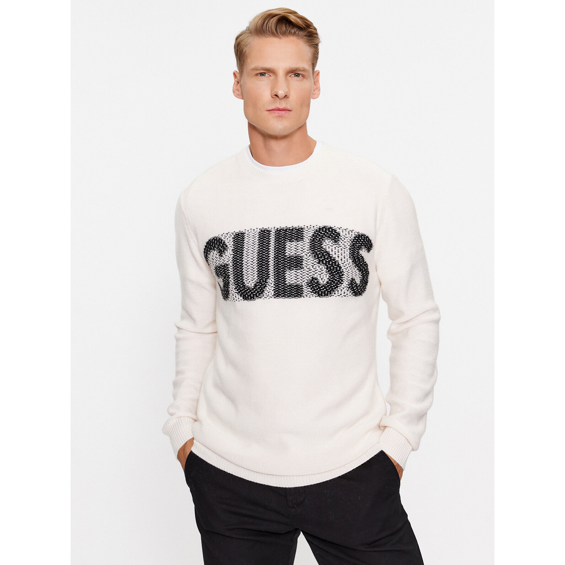 Guess Пуловер M3BR50 Z38V2 Екрю Regular Fit - Pepit.bg
