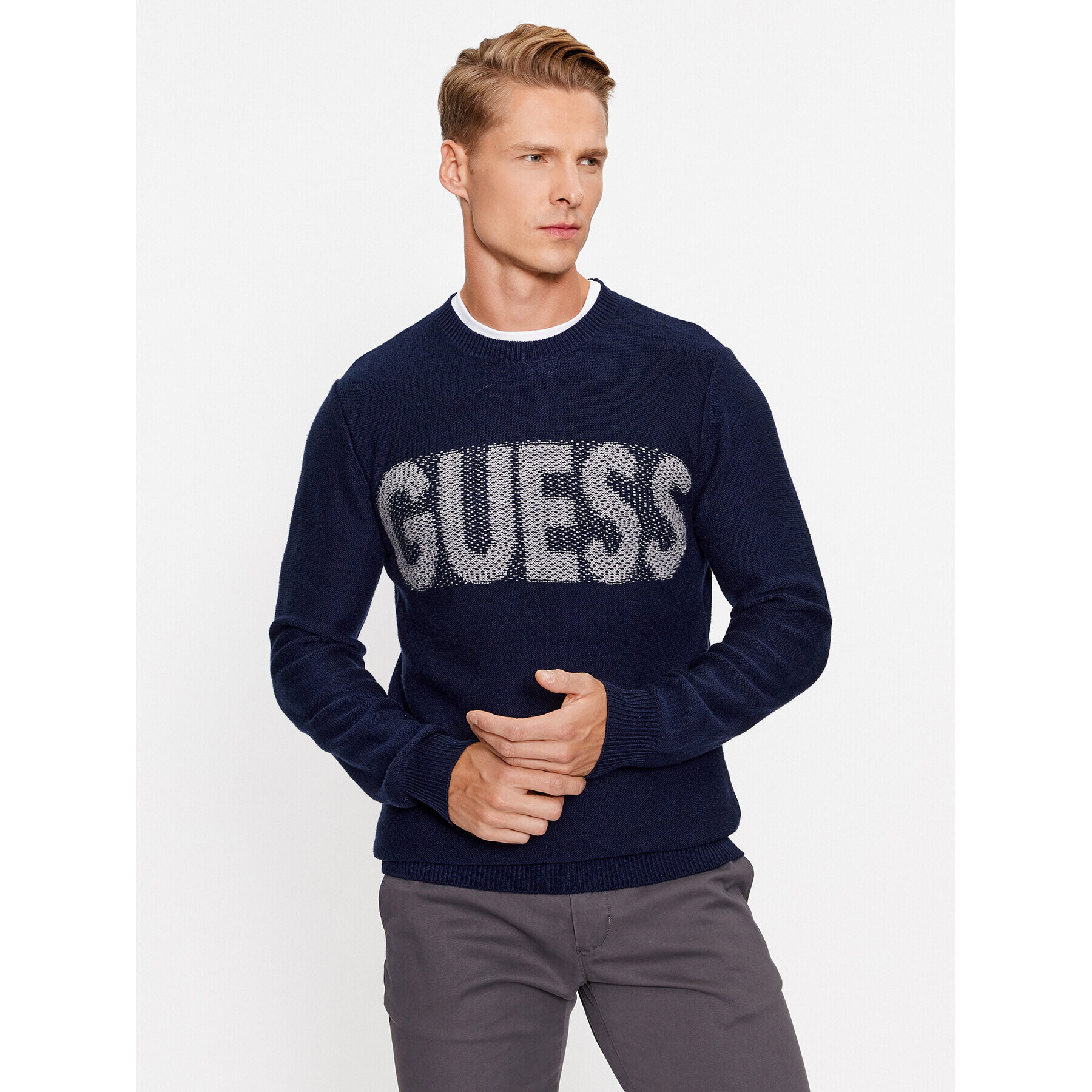 Guess Пуловер M3BR50 Z38V2 Син Regular Fit - Pepit.bg