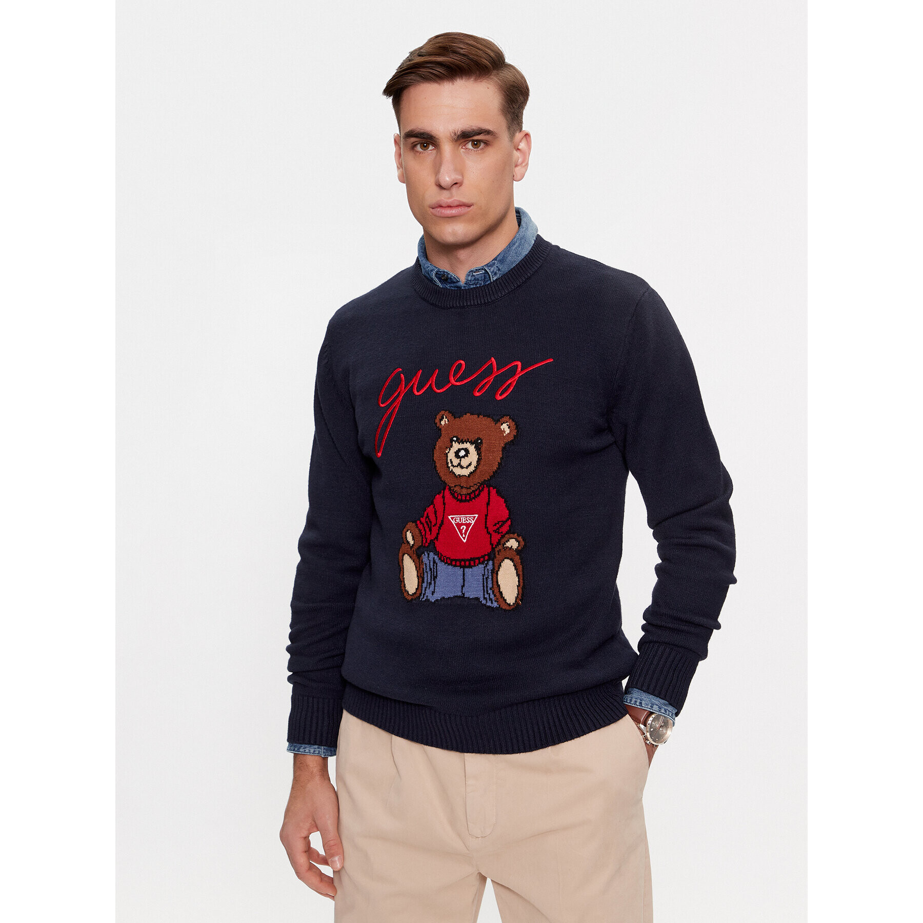 Guess Пуловер M4RR35 Z2ZK2 Тъмносин Regular Fit - Pepit.bg