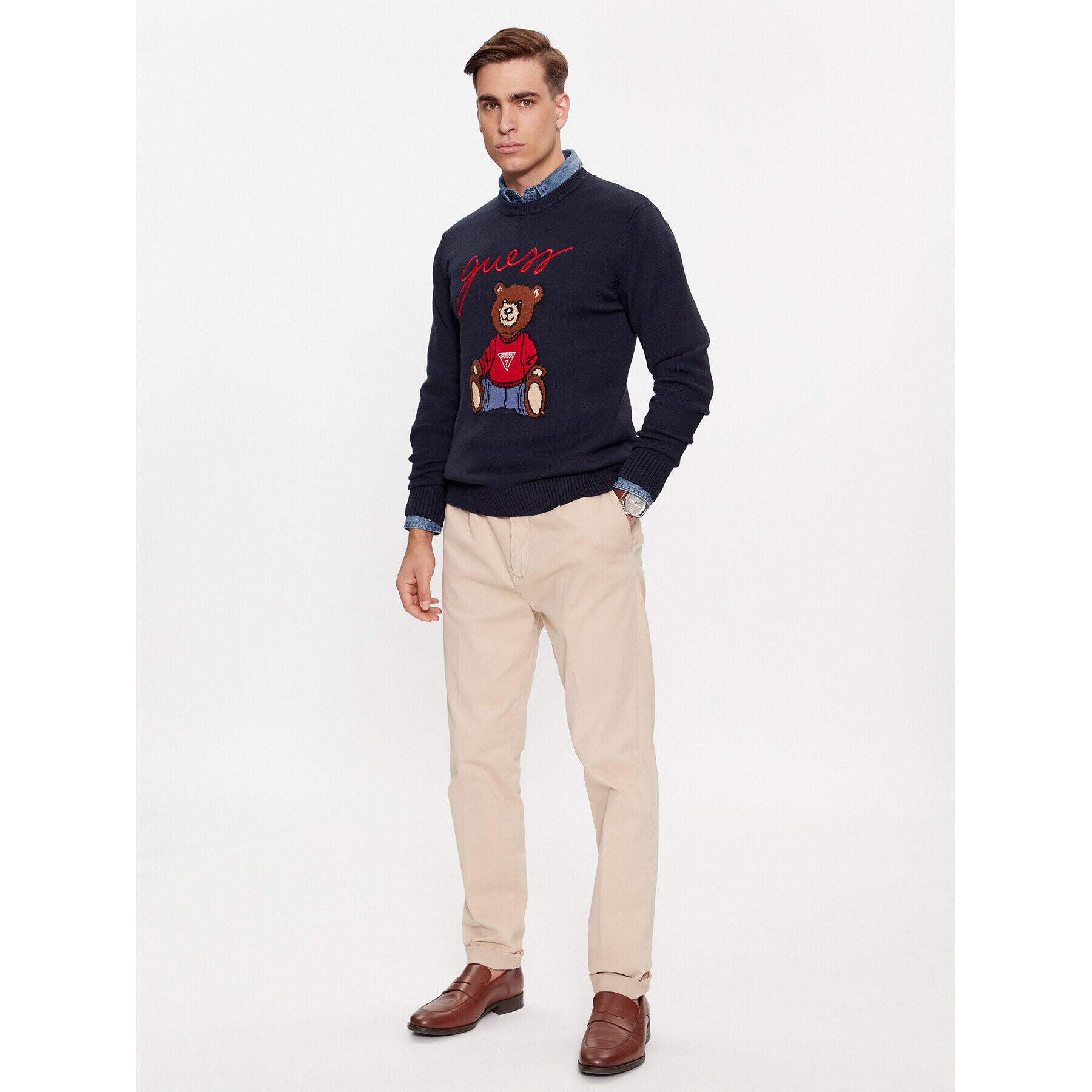 Guess Пуловер M4RR35 Z2ZK2 Тъмносин Regular Fit - Pepit.bg