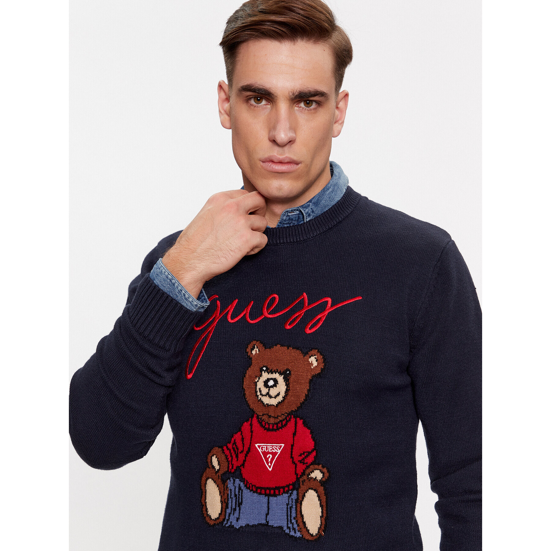 Guess Пуловер M4RR35 Z2ZK2 Тъмносин Regular Fit - Pepit.bg