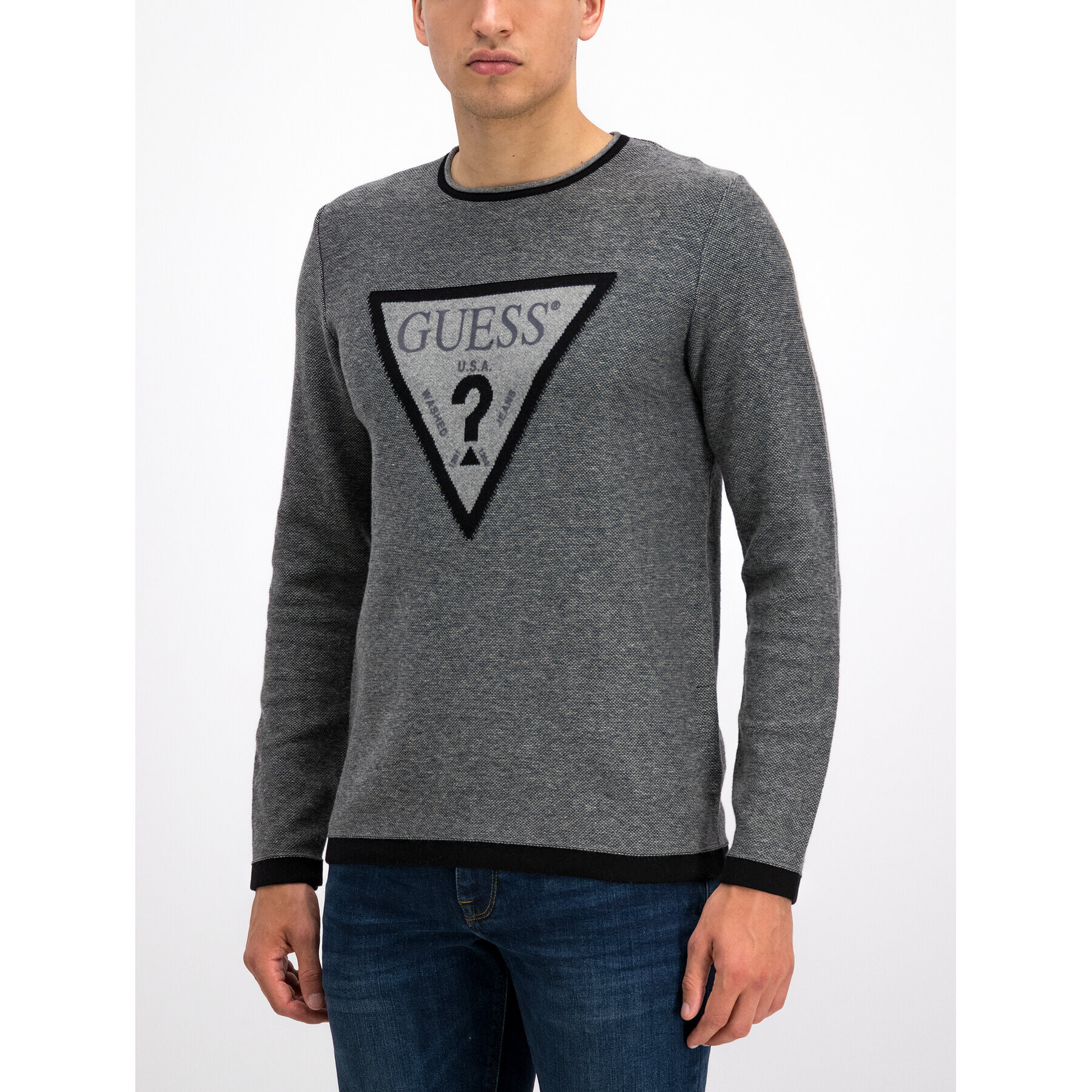 Guess Пуловер M93R33 Z1M40 Сив Regular Fit - Pepit.bg