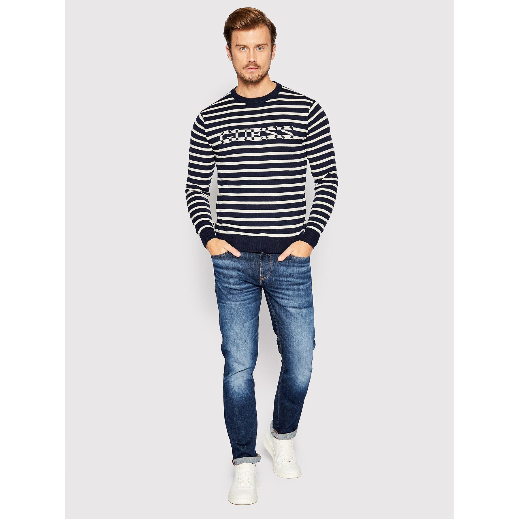 Guess Пуловер Oscar M2YR18 Z3052 Тъмносин Regular Fit - Pepit.bg