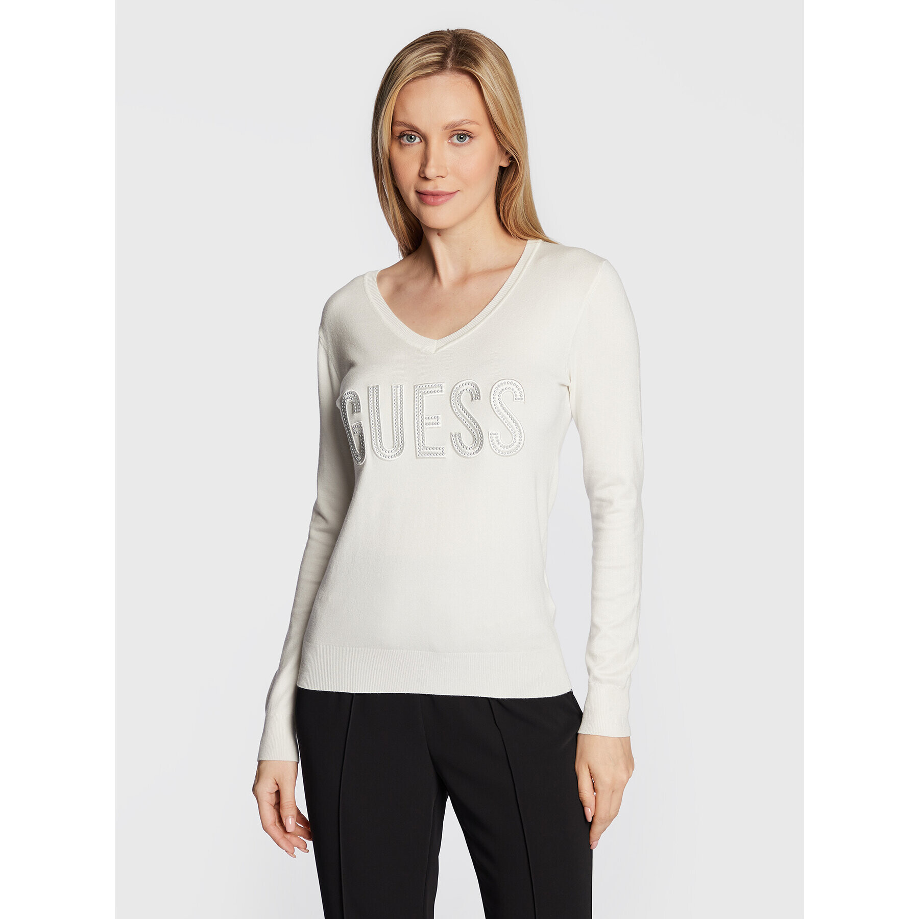 Guess Пуловер Pascale W2BR52 Z2NQ2 Бял Regular Fit - Pepit.bg