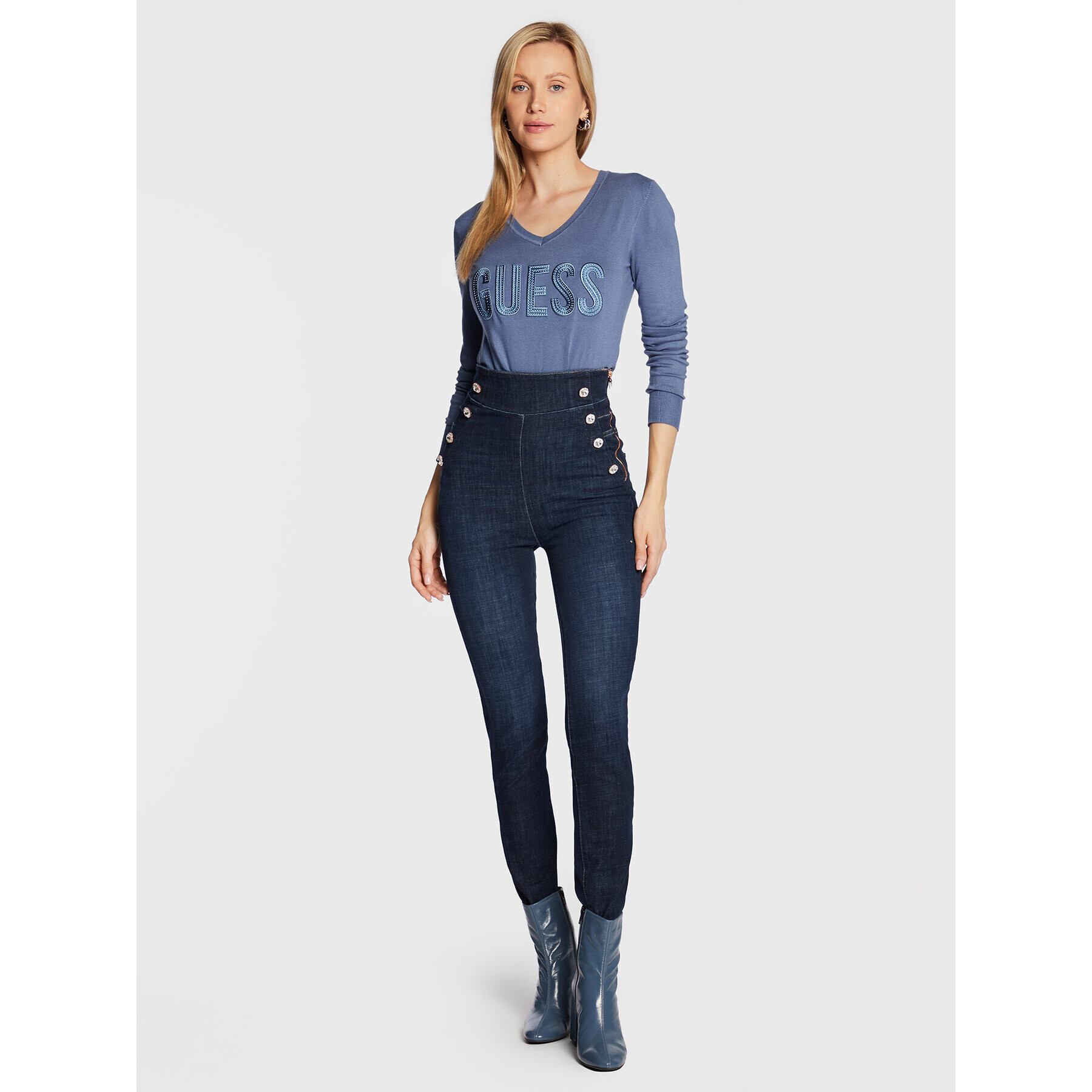 Guess Пуловер Pascale W2BR52 Z2NQ2 Син Regular Fit - Pepit.bg
