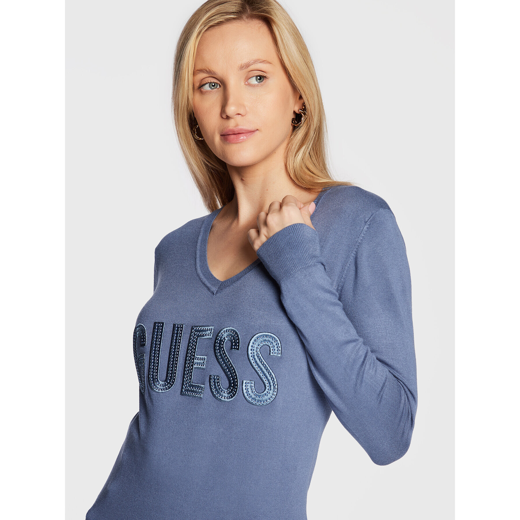 Guess Пуловер Pascale W2BR52 Z2NQ2 Син Regular Fit - Pepit.bg