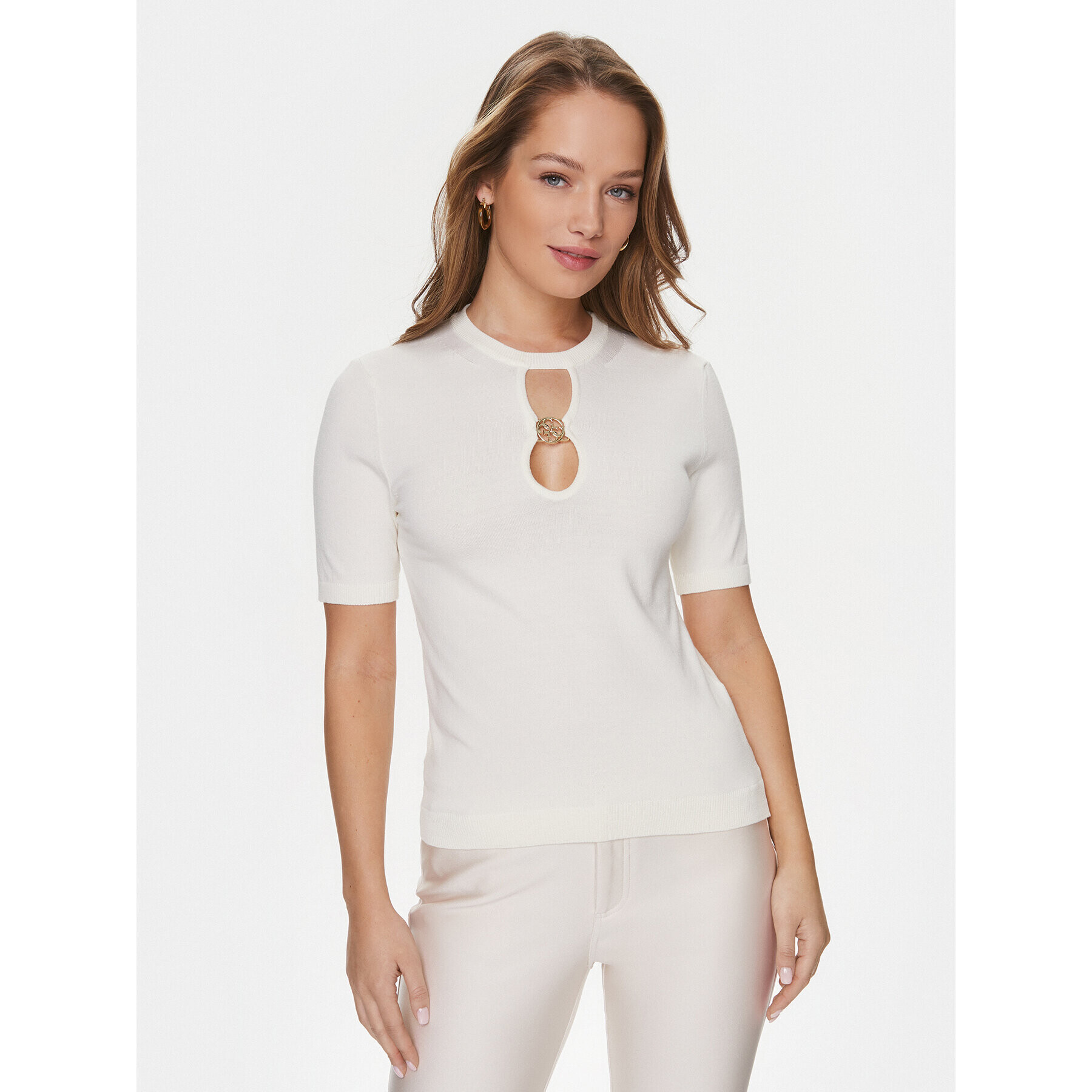 Guess Пуловер Rylee W4RR21 Z2Y72 Екрю Regular Fit - Pepit.bg