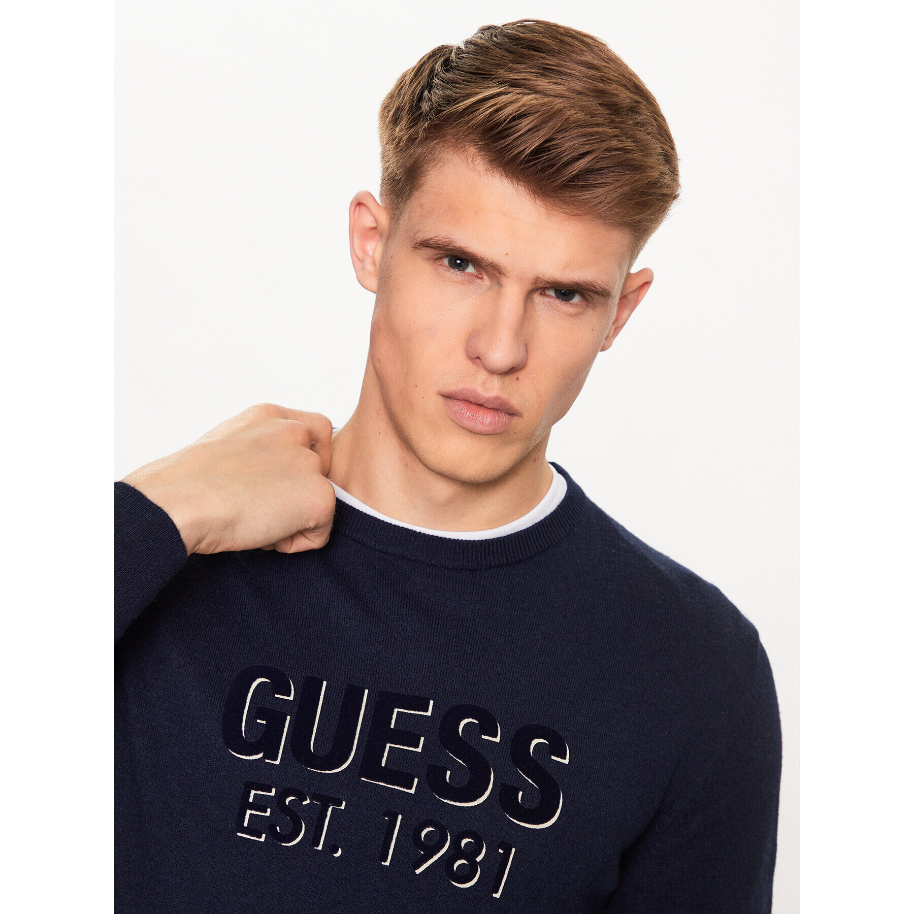 Guess Пуловер Virgil M3YR03 Z3052 Тъмносин Regular Fit - Pepit.bg