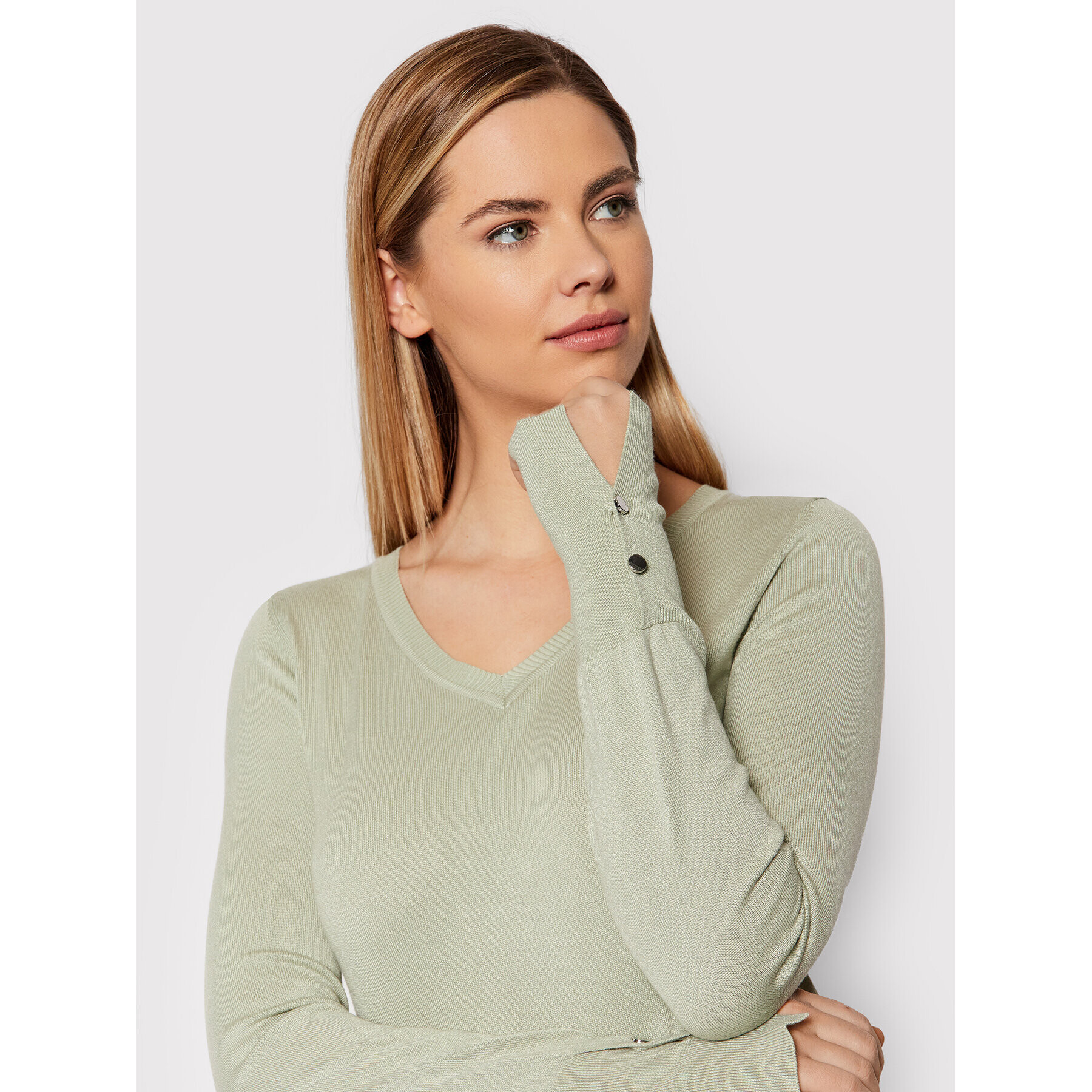 Guess Пуловер Gena W1YR03 Z2V60 Зелен Slim Fit - Pepit.bg