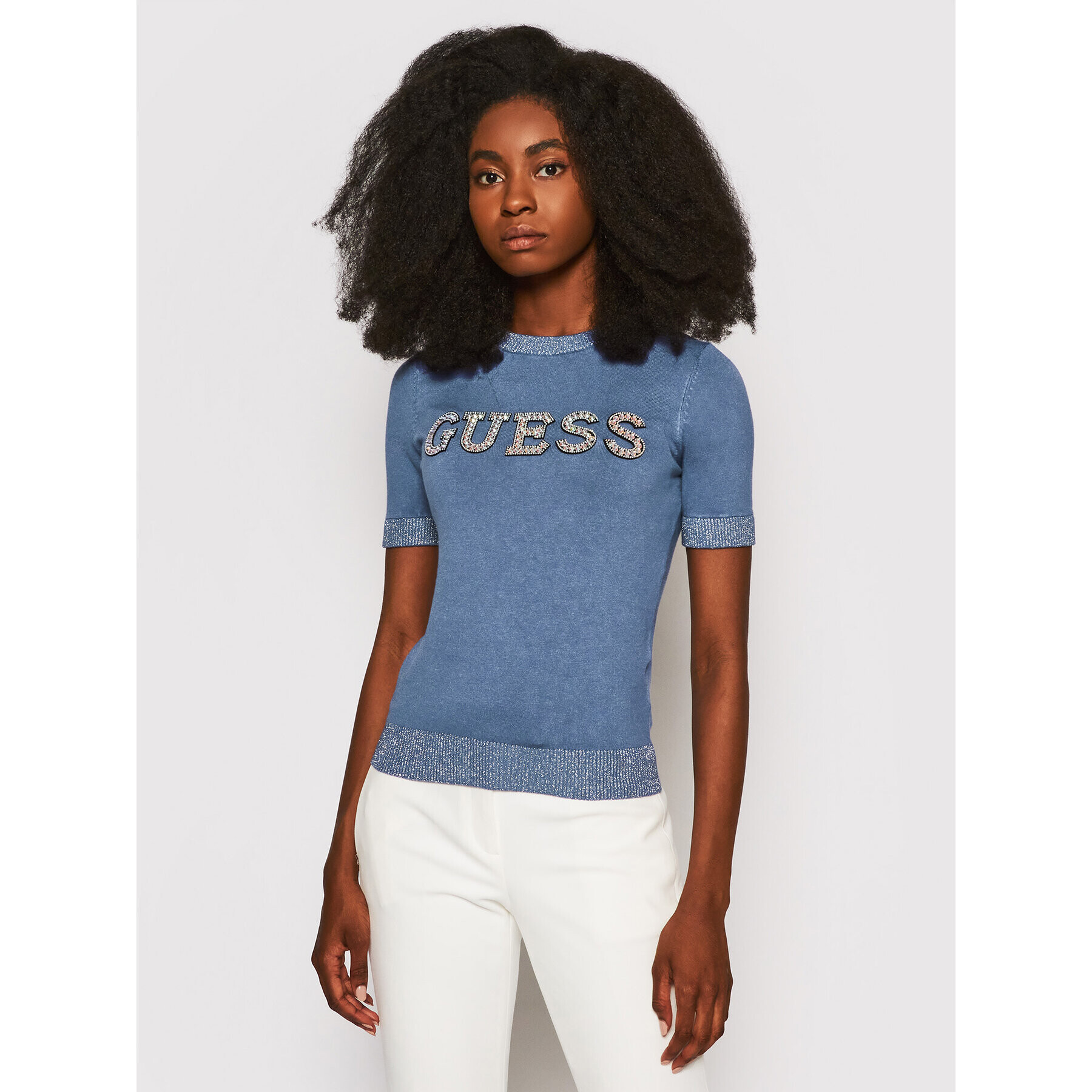 Guess Пуловер W1YR0J Z2NQ0 Син Slim FIt - Pepit.bg