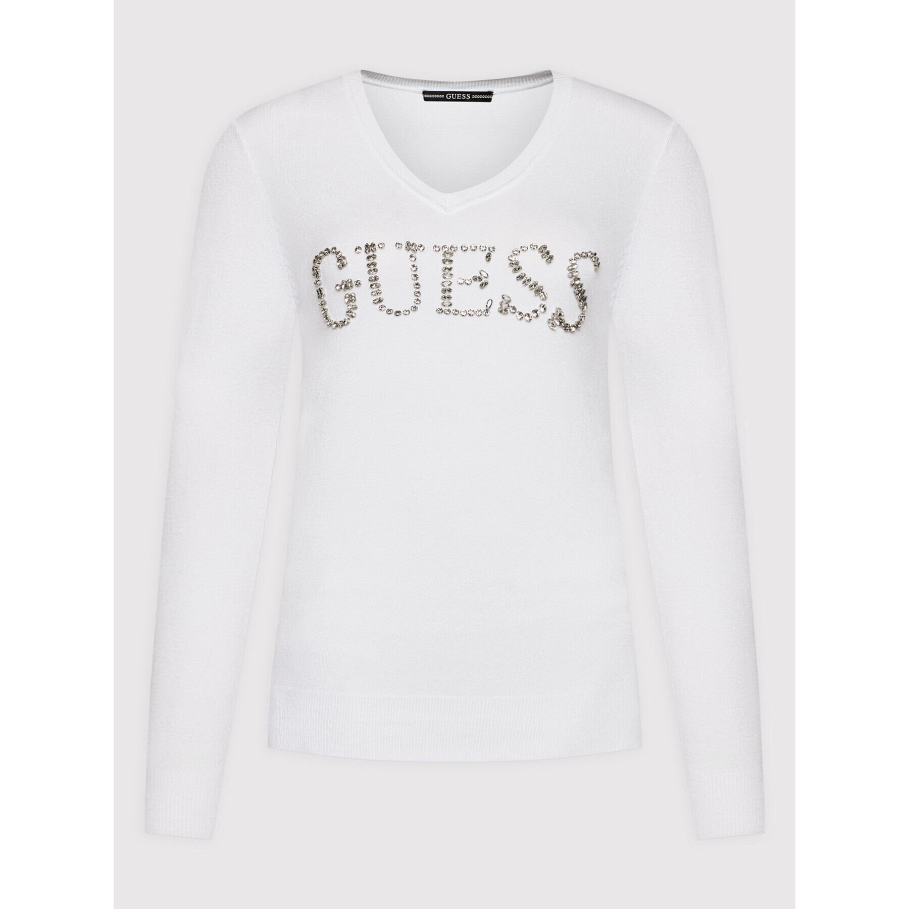 Guess Пуловер W2RR21 Z2NQ0 Бял Slim Fit - Pepit.bg