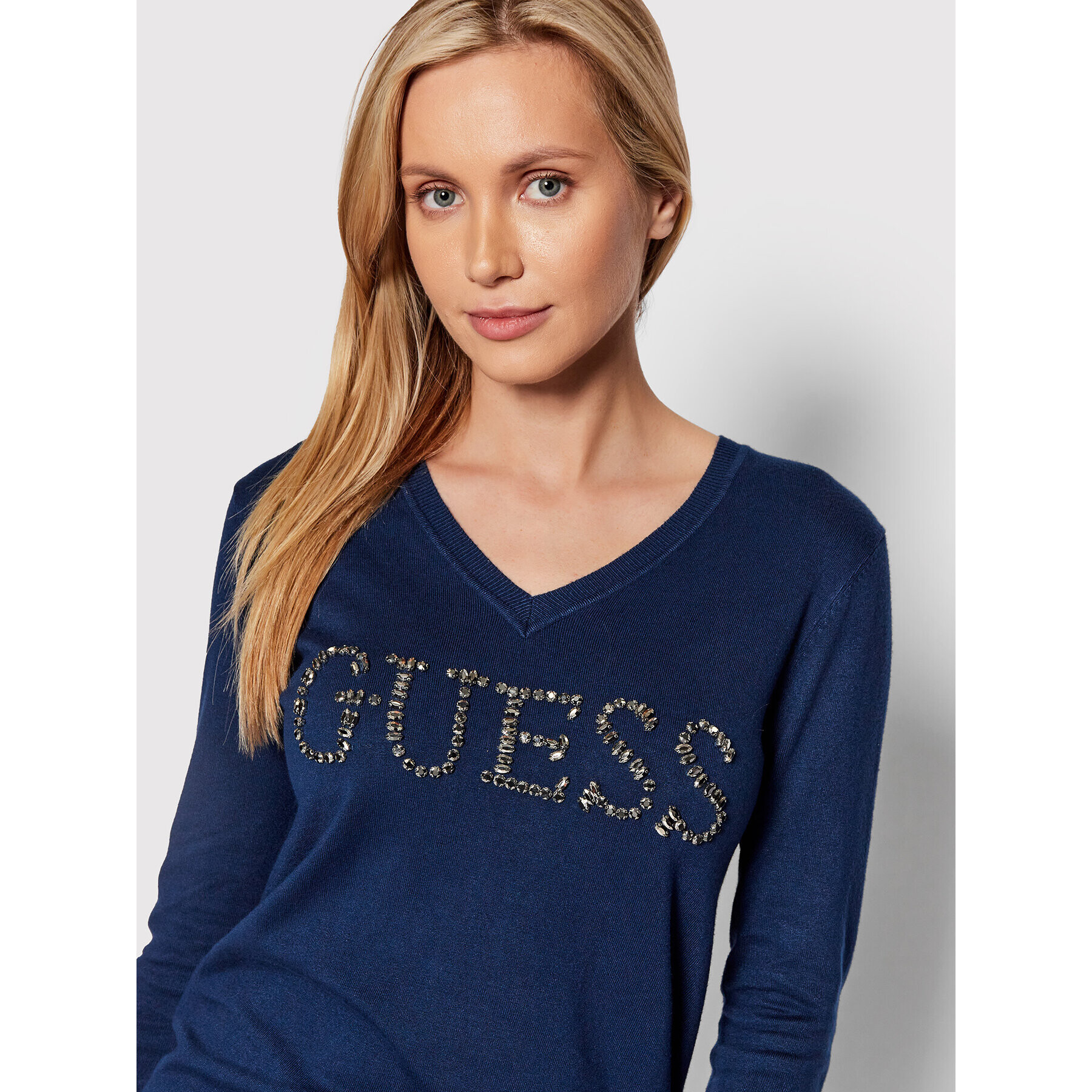 Guess Пуловер W2RR21 Z2NQ0 Тъмносин Slim Fit - Pepit.bg