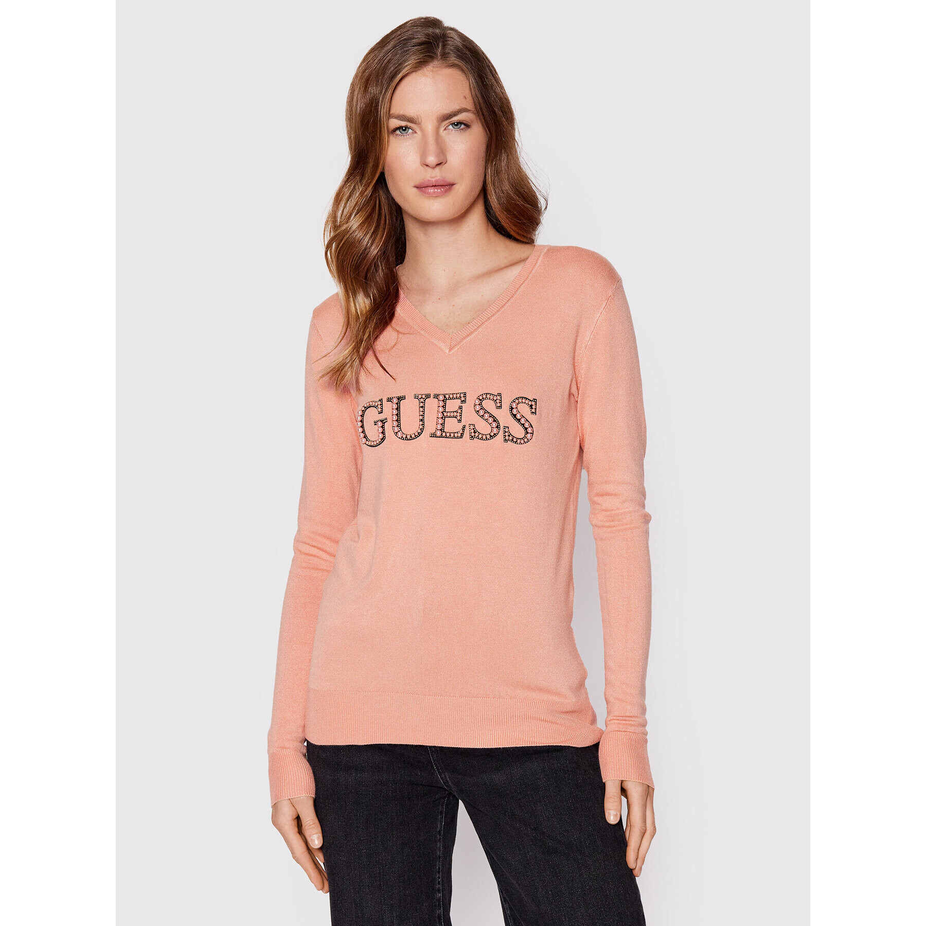 Guess Пуловер W2YR26 Z2NQ0 Розов Regular Fit - Pepit.bg