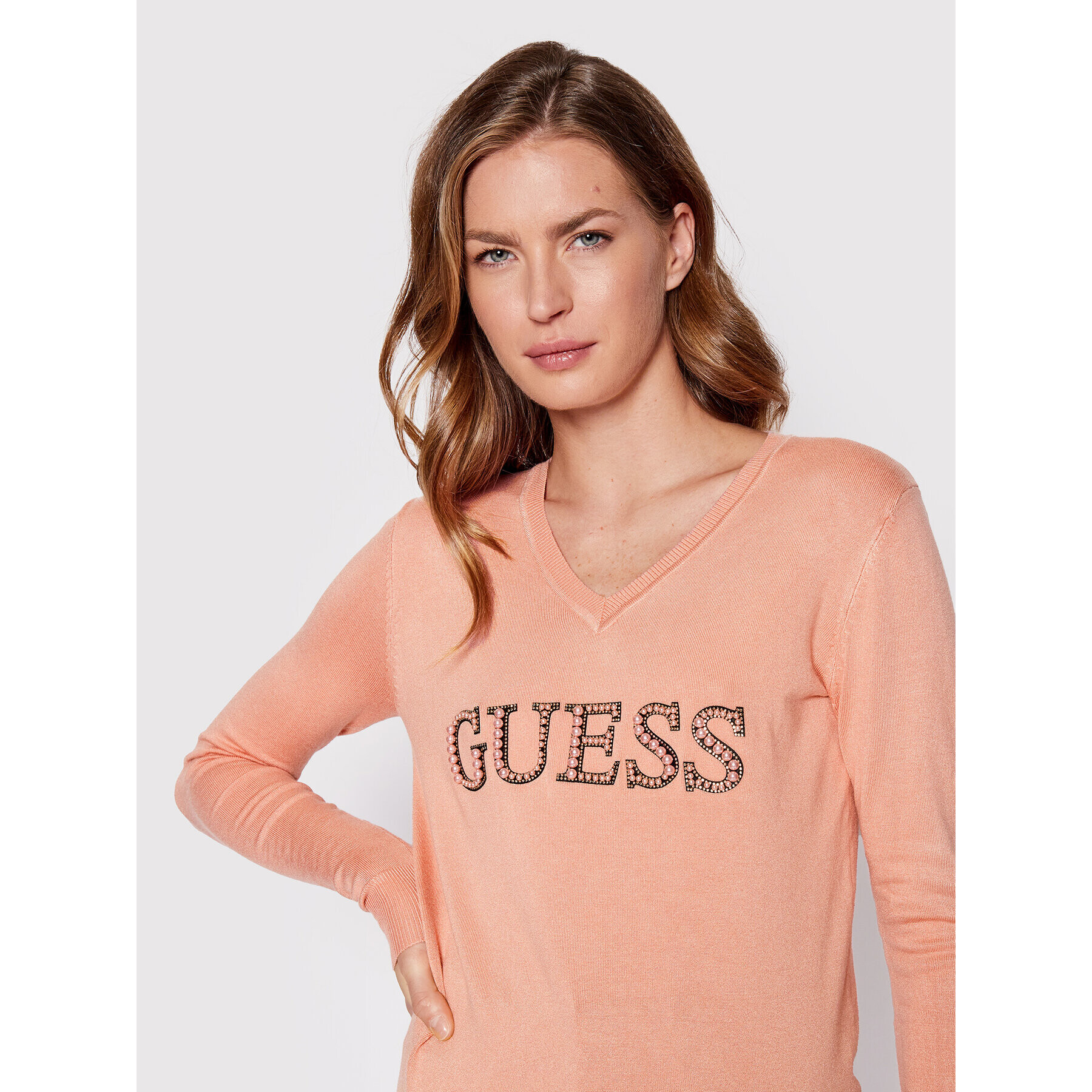 Guess Пуловер W2YR26 Z2NQ0 Розов Regular Fit - Pepit.bg