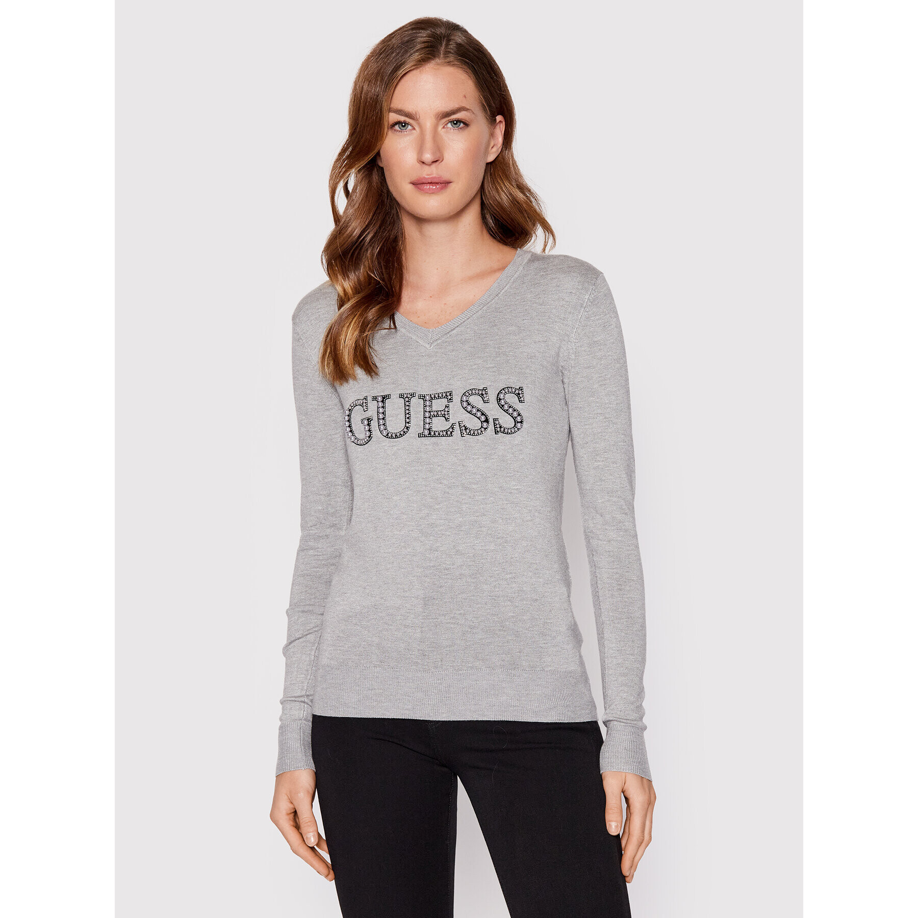 Guess Пуловер W2YR26 Z2NQ0 Сив Regular Fit - Pepit.bg