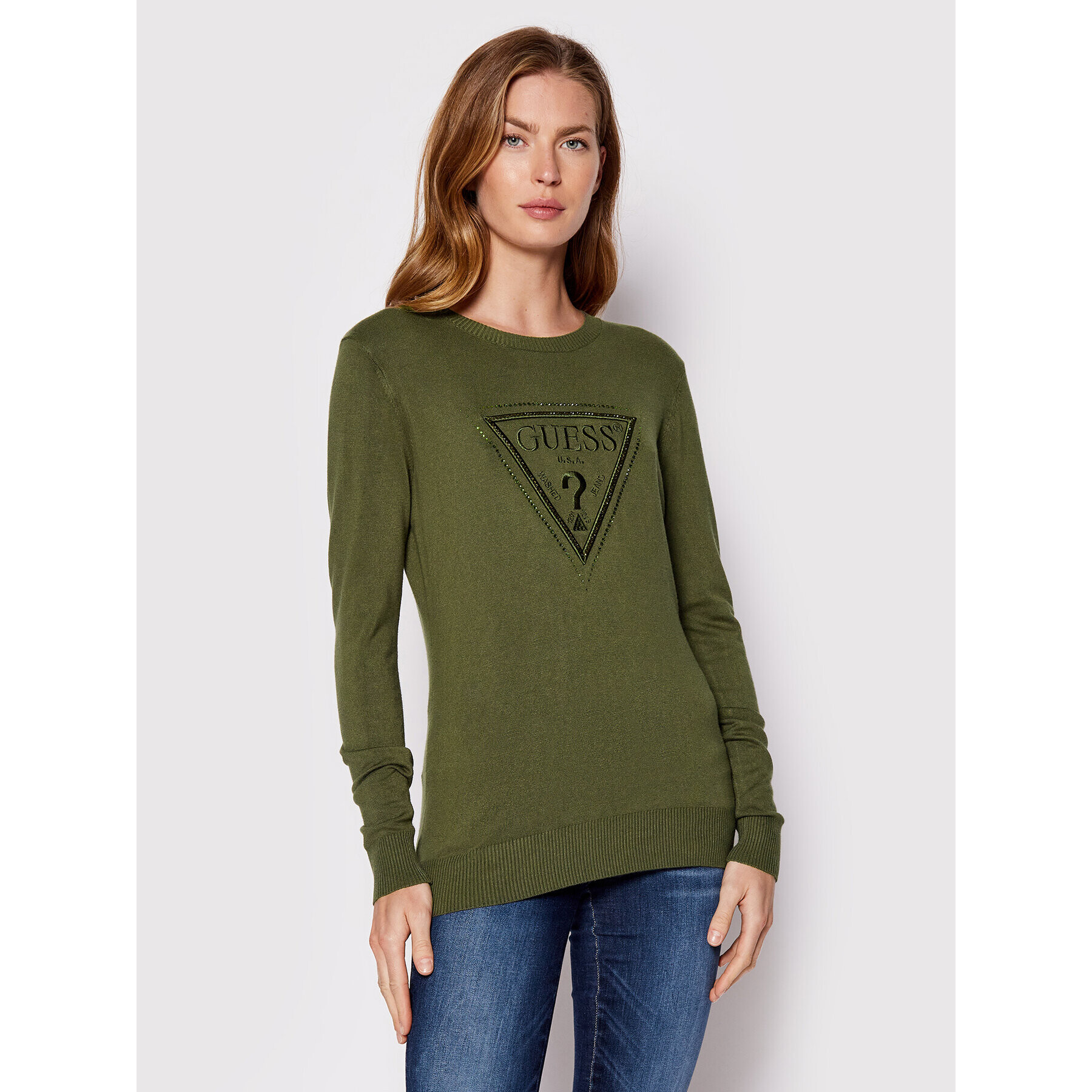 Guess Пуловер W2YR29 Z2NQ0 Зелен Regular Fit - Pepit.bg