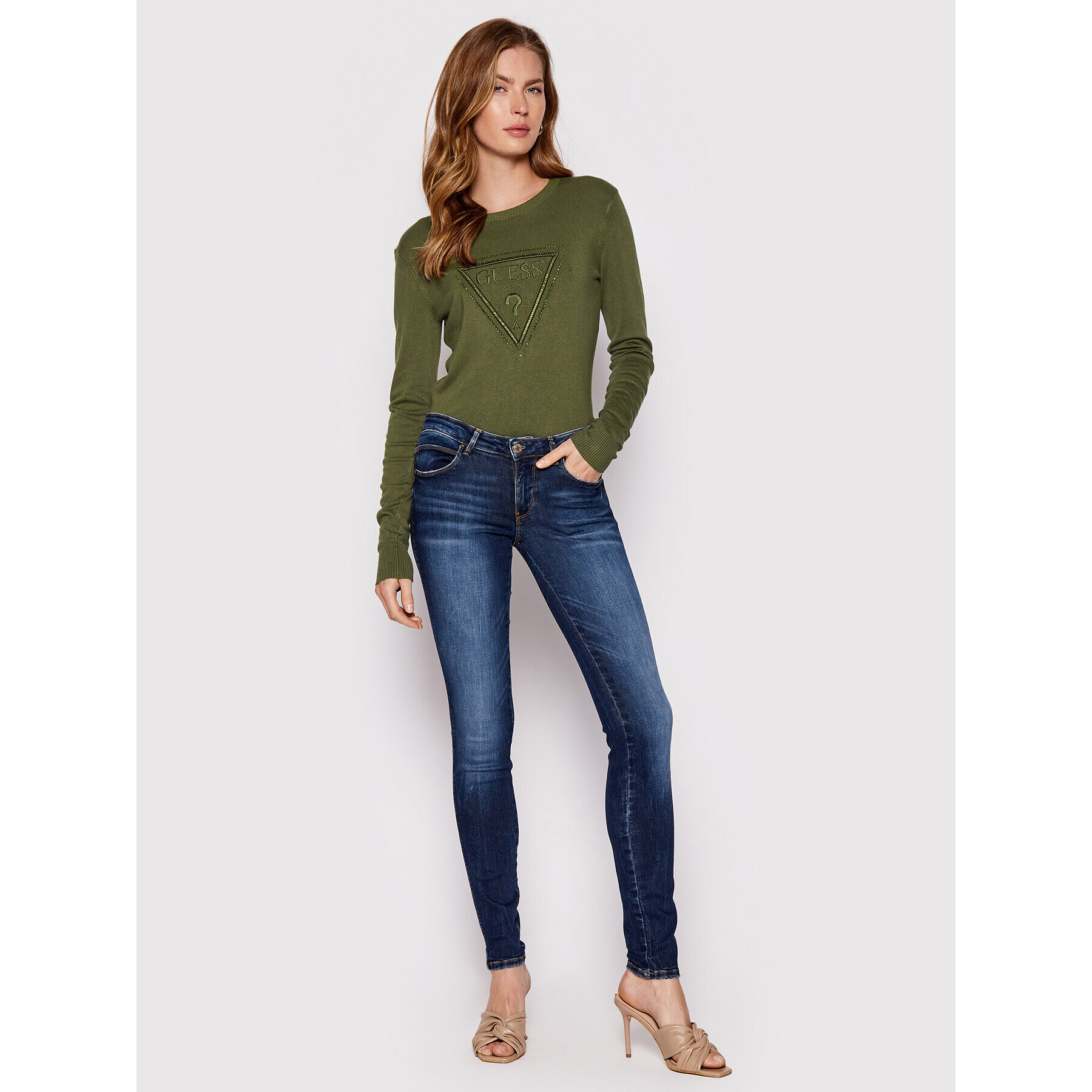 Guess Пуловер W2YR29 Z2NQ0 Зелен Regular Fit - Pepit.bg