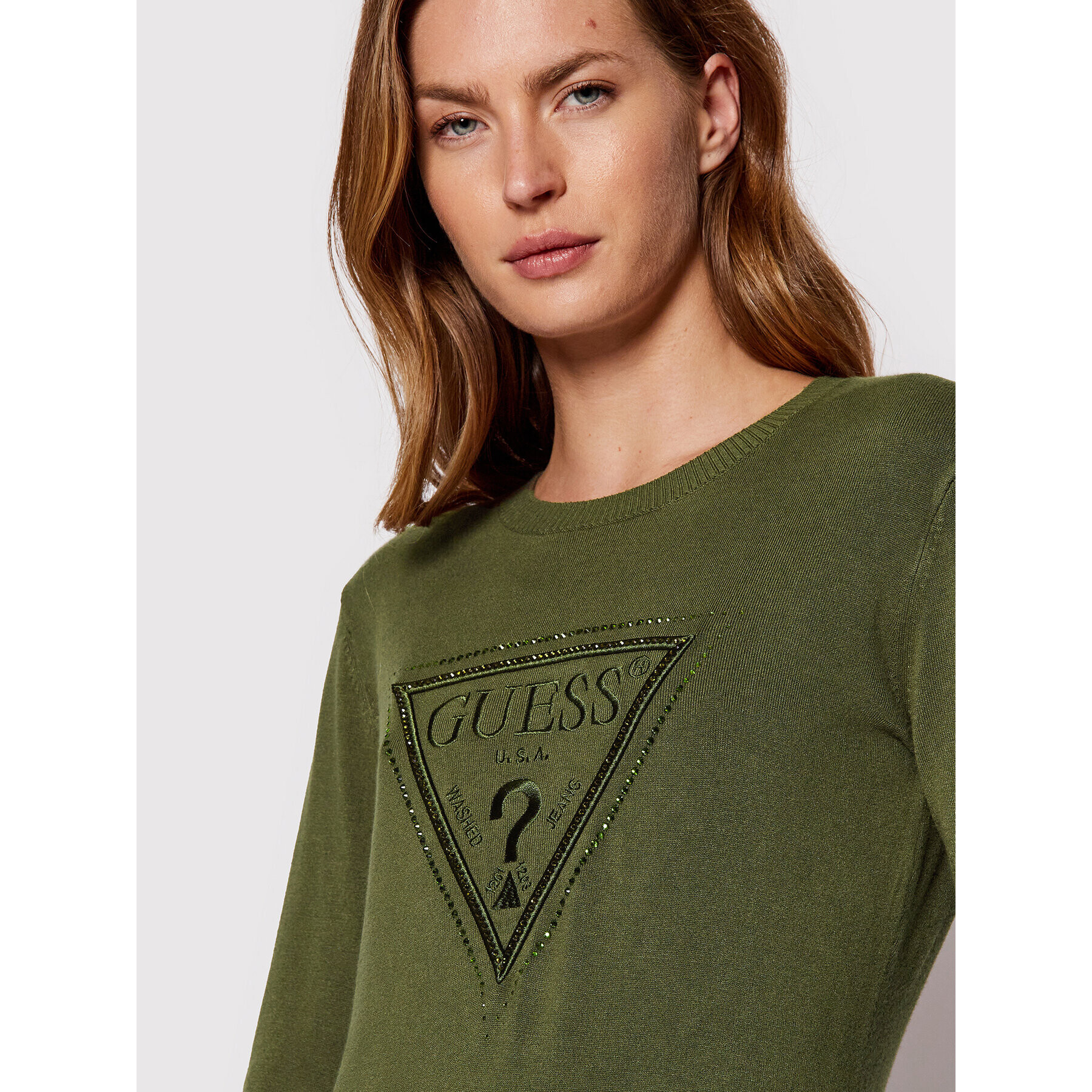 Guess Пуловер W2YR29 Z2NQ0 Зелен Regular Fit - Pepit.bg