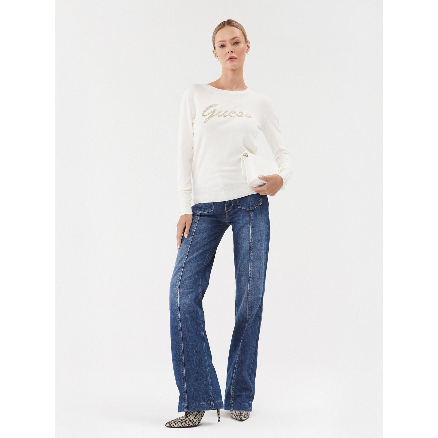 Guess Пуловер W3BR22 Z2NQ2 Екрю Regular Fit - Pepit.bg