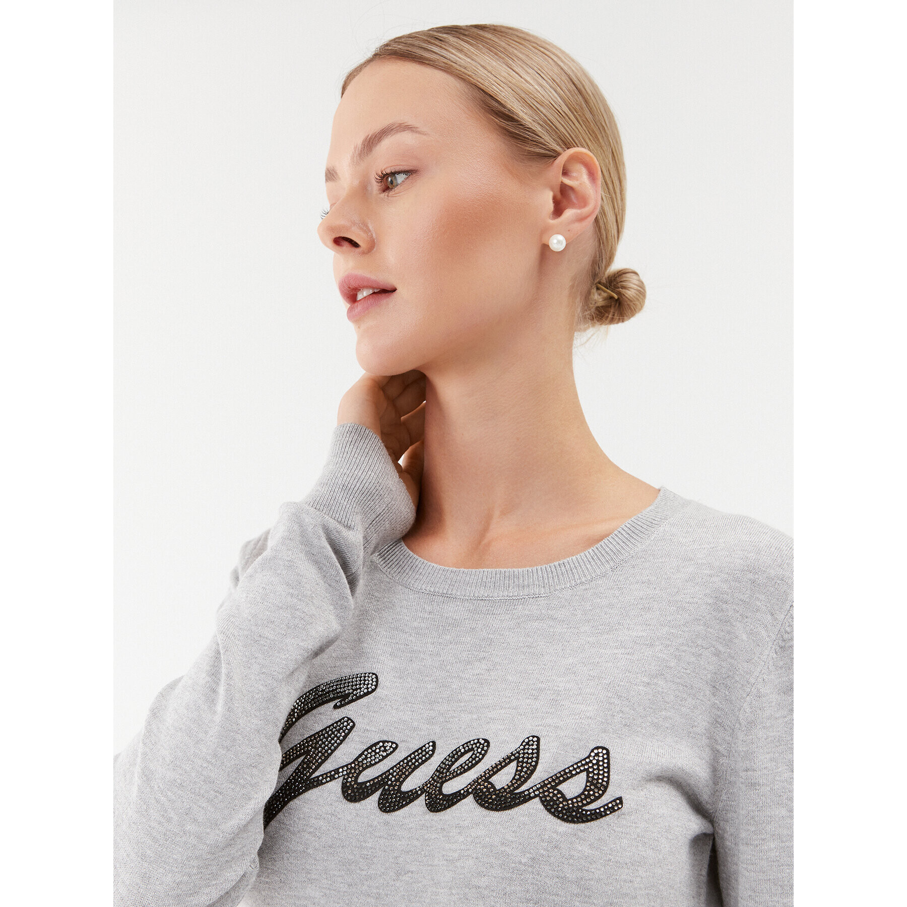 Guess Пуловер W3BR22 Z2NQ2 Сив Regular Fit - Pepit.bg