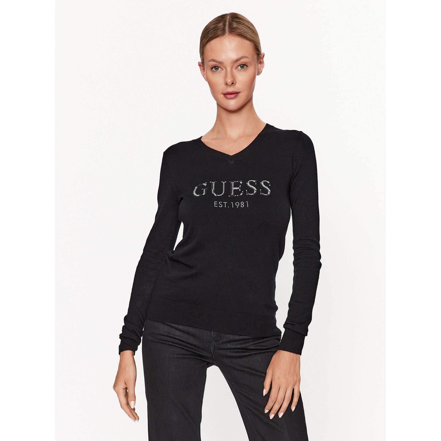 Guess Пуловер W3BR24 Z2NQ2 Черен Regular Fit - Pepit.bg