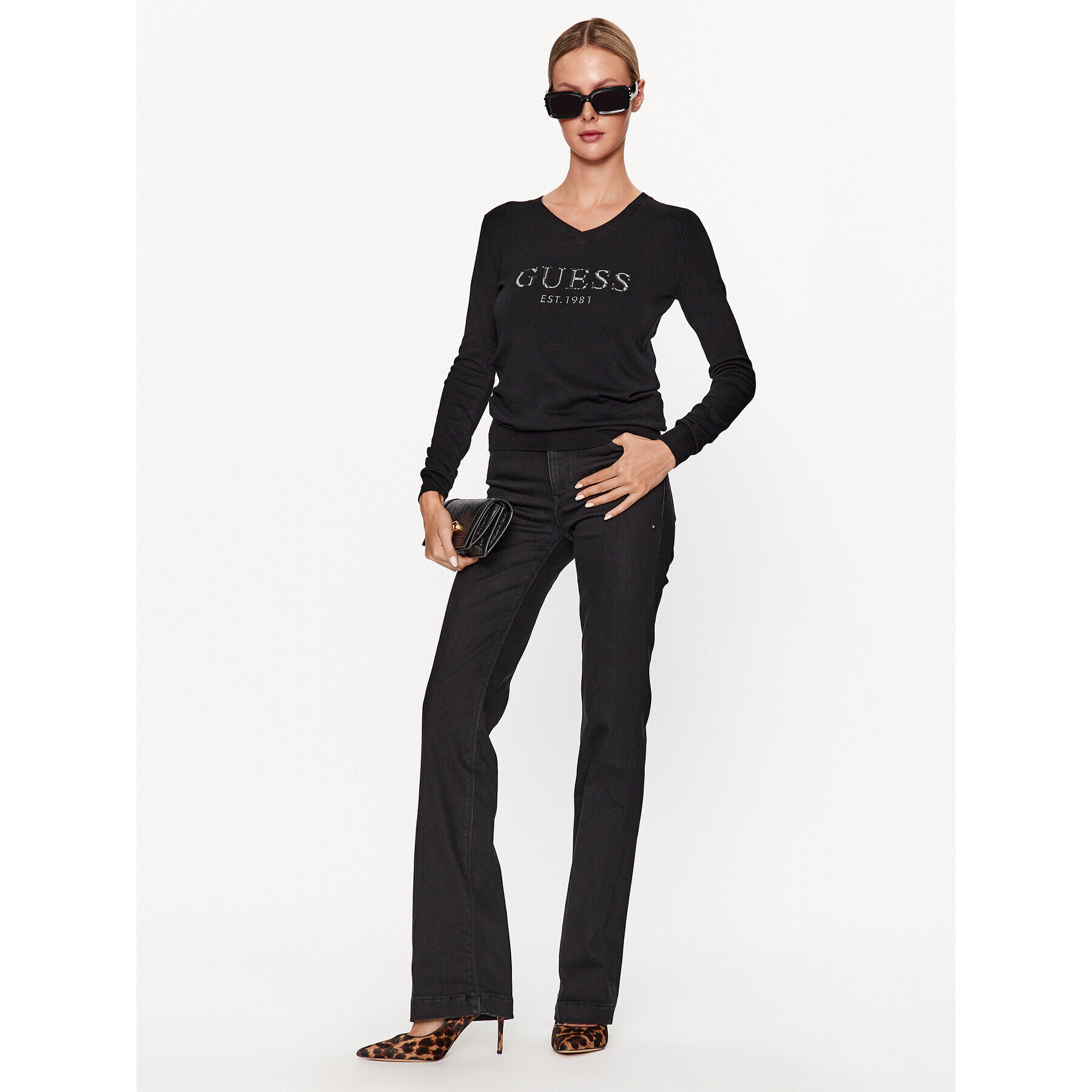 Guess Пуловер W3BR24 Z2NQ2 Черен Regular Fit - Pepit.bg