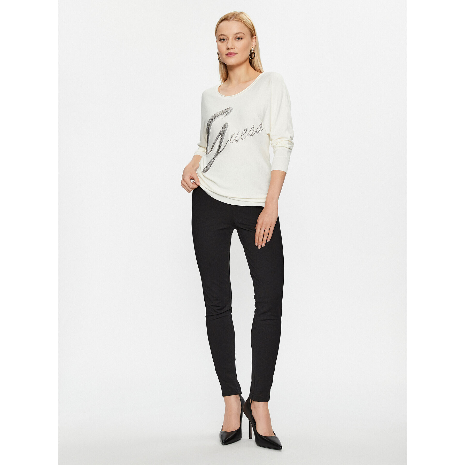 Guess Пуловер W3BR25 Z2NQ2 Бял Regular Fit - Pepit.bg