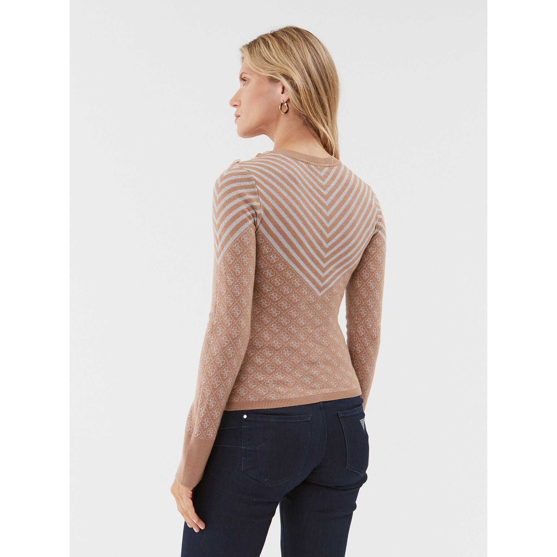 Guess Пуловер W3BR26 Z3AE0 Бежов Slim Fit - Pepit.bg