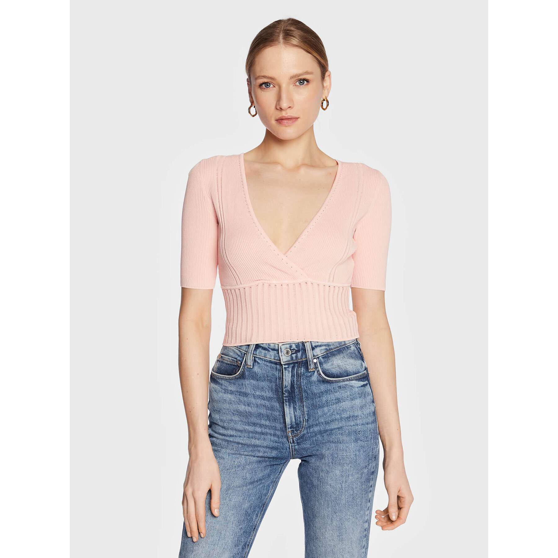 Guess Пуловер W3GR17 Z2U00 Розов Regular Fit - Pepit.bg