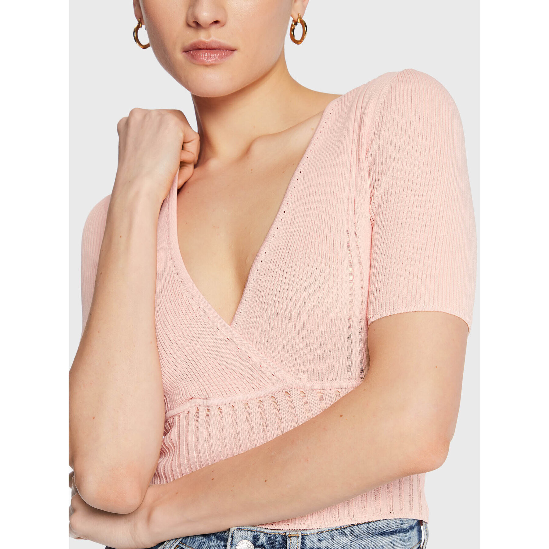 Guess Пуловер W3GR17 Z2U00 Розов Regular Fit - Pepit.bg