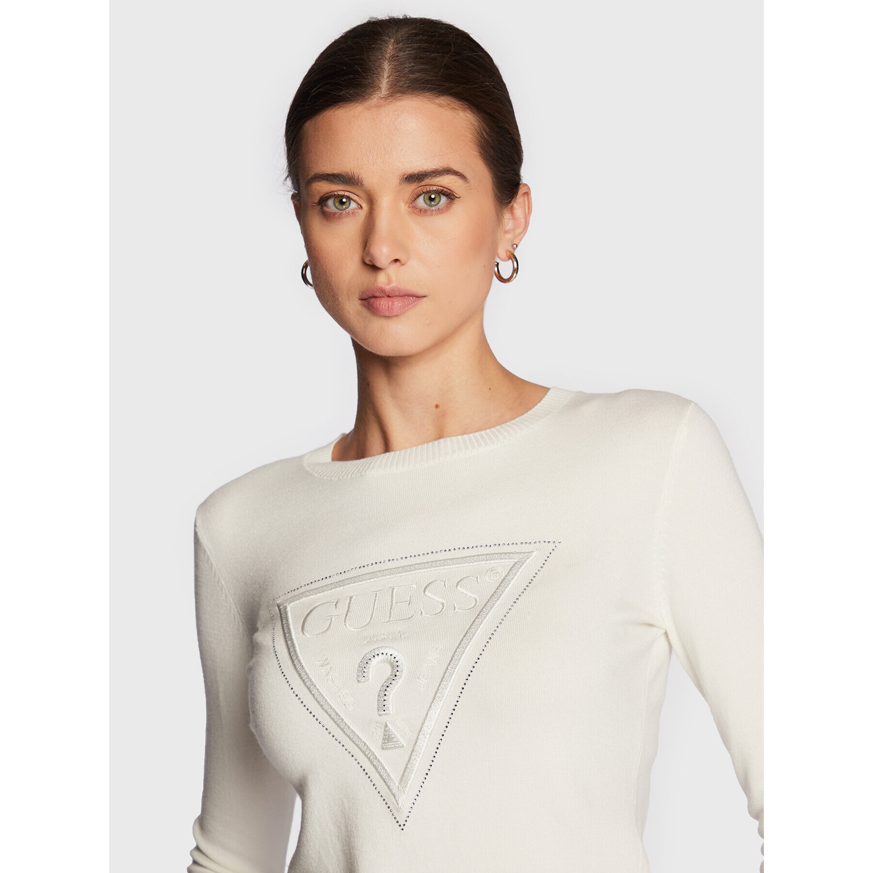 Guess Пуловер W3RR48 Z2NQ2 Екрю Slim Fit - Pepit.bg